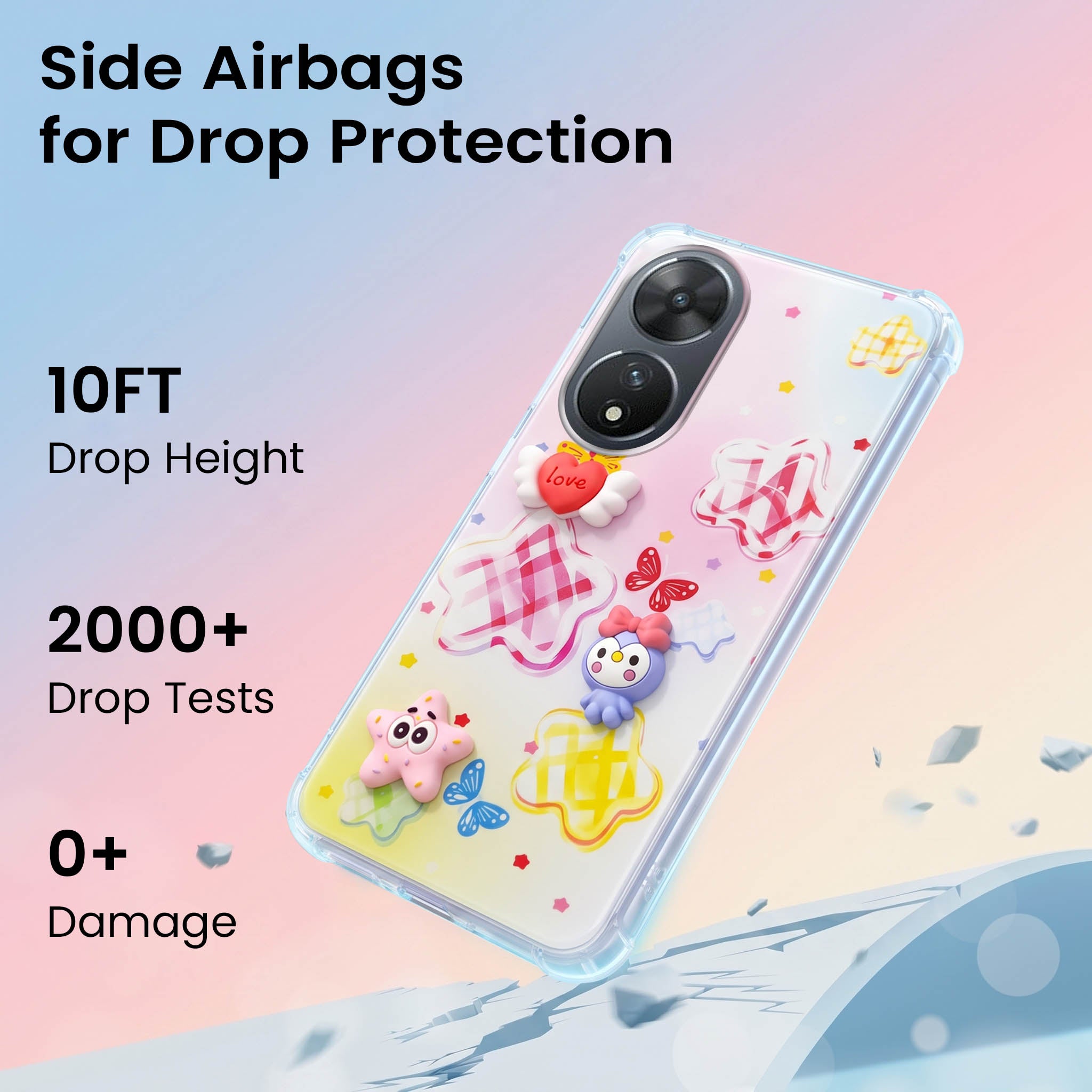 For Vivo T2 Back Cover Case (3D Cute Cartoons | Hard Back Side Soft | Matte Premium Finish | HD Printing)
