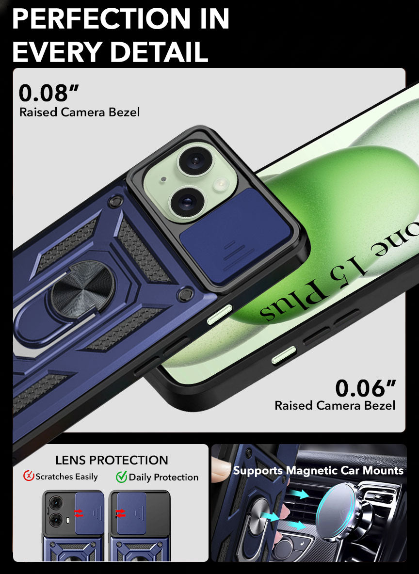 For iPhone 15 Plus Back Cover Case (Hybrid Armor Polycarbonate)