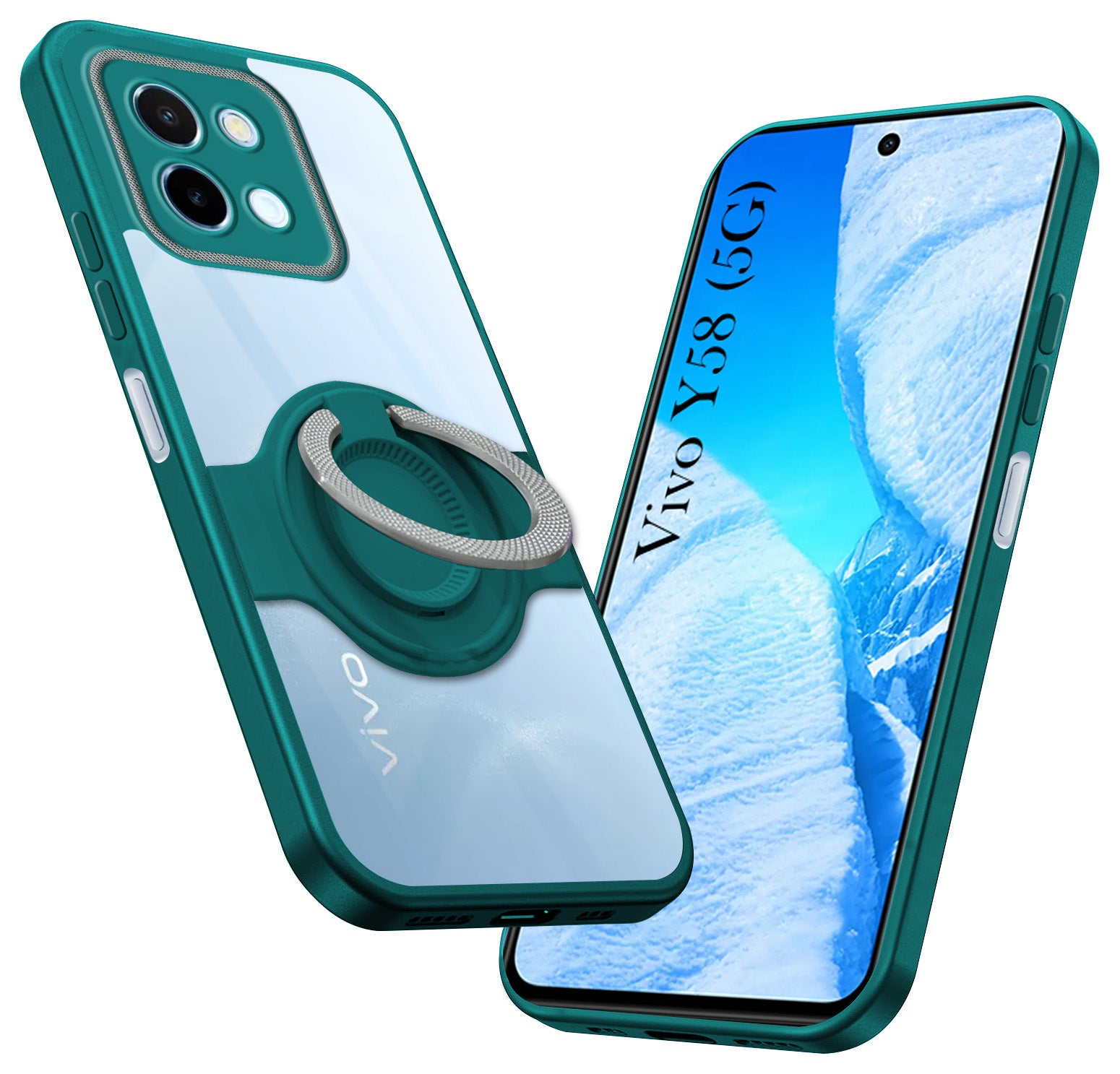 For Vivo Y58 5G Back Cover Case with stand (Built-in Ring Holder Kickstand | Lifetime Anti Yellow | Camera Protection)