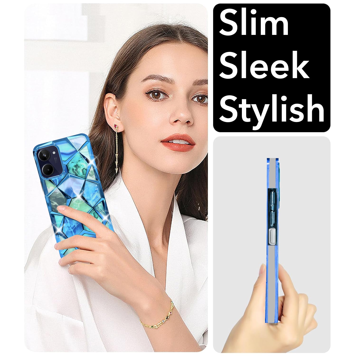 For Realme 10 Back Cover Case ( Dual Design Glitter Sparkle and Detachable Diamond Print Case | Soft and Flexible)