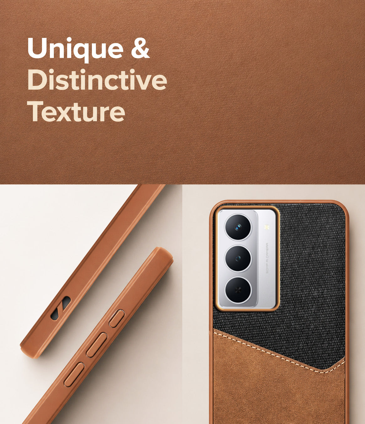 For Realme P3x Back Cover Case (Dual PU Leather Stitch | Professional Minimalist | Soft and Flexible)
