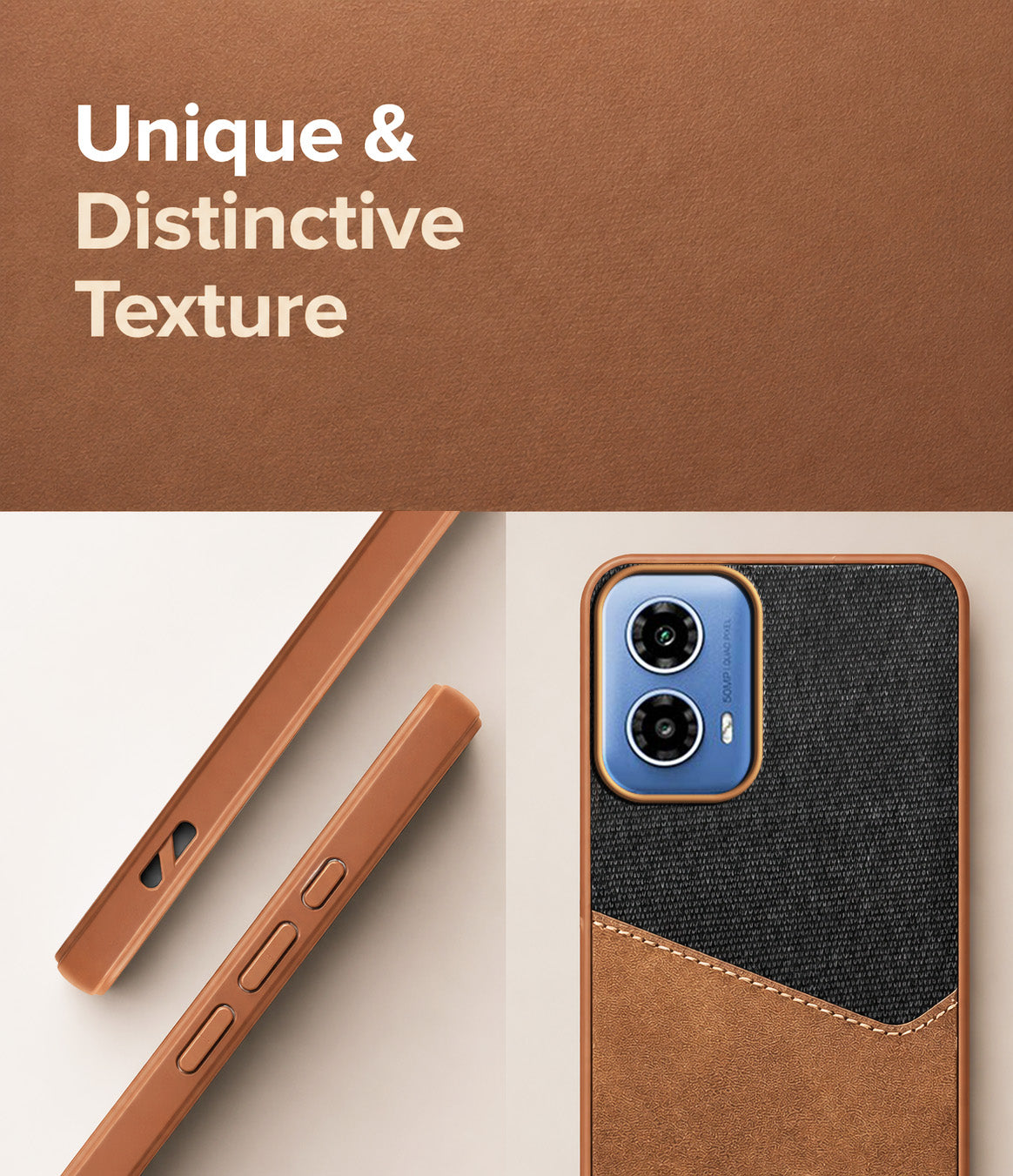 For Motorola Moto G34 5G Back Cover Case (Dual PU Leather Stitch | Professional Minimalist | Soft and Flexible)