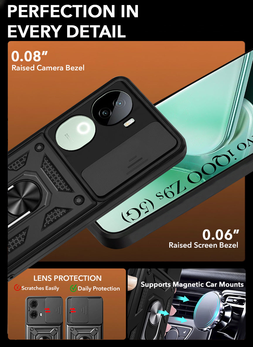 For Vivo iQOO Z9s Back Cover Case (Hybrid Dual Armor Polycarbonate)