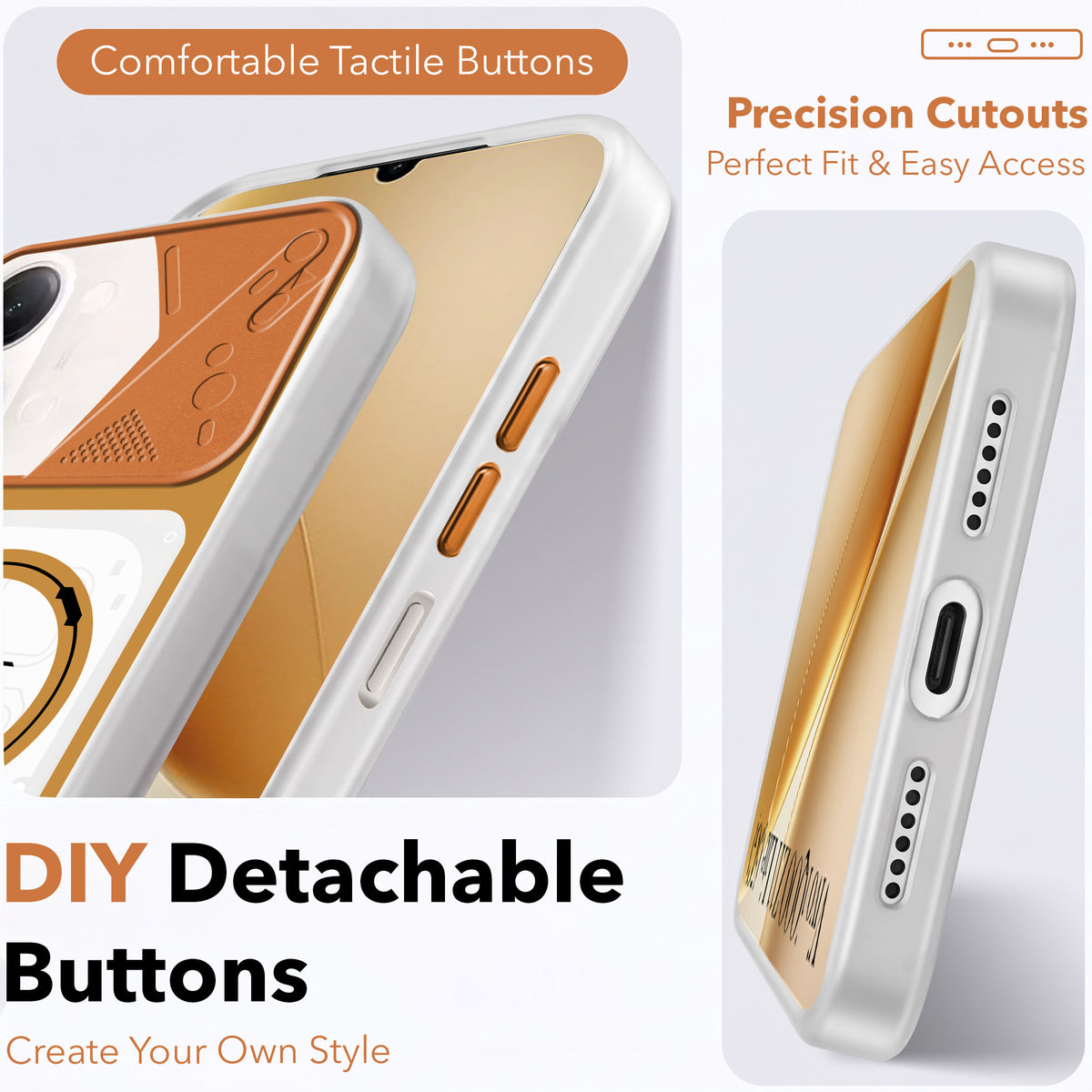 For Vivo iQOO Z11 Lite Metallic Back Cover Case (Metallic Camera Protection & Buttons | Translucent Milky Shade | Hard Polycarbonate)