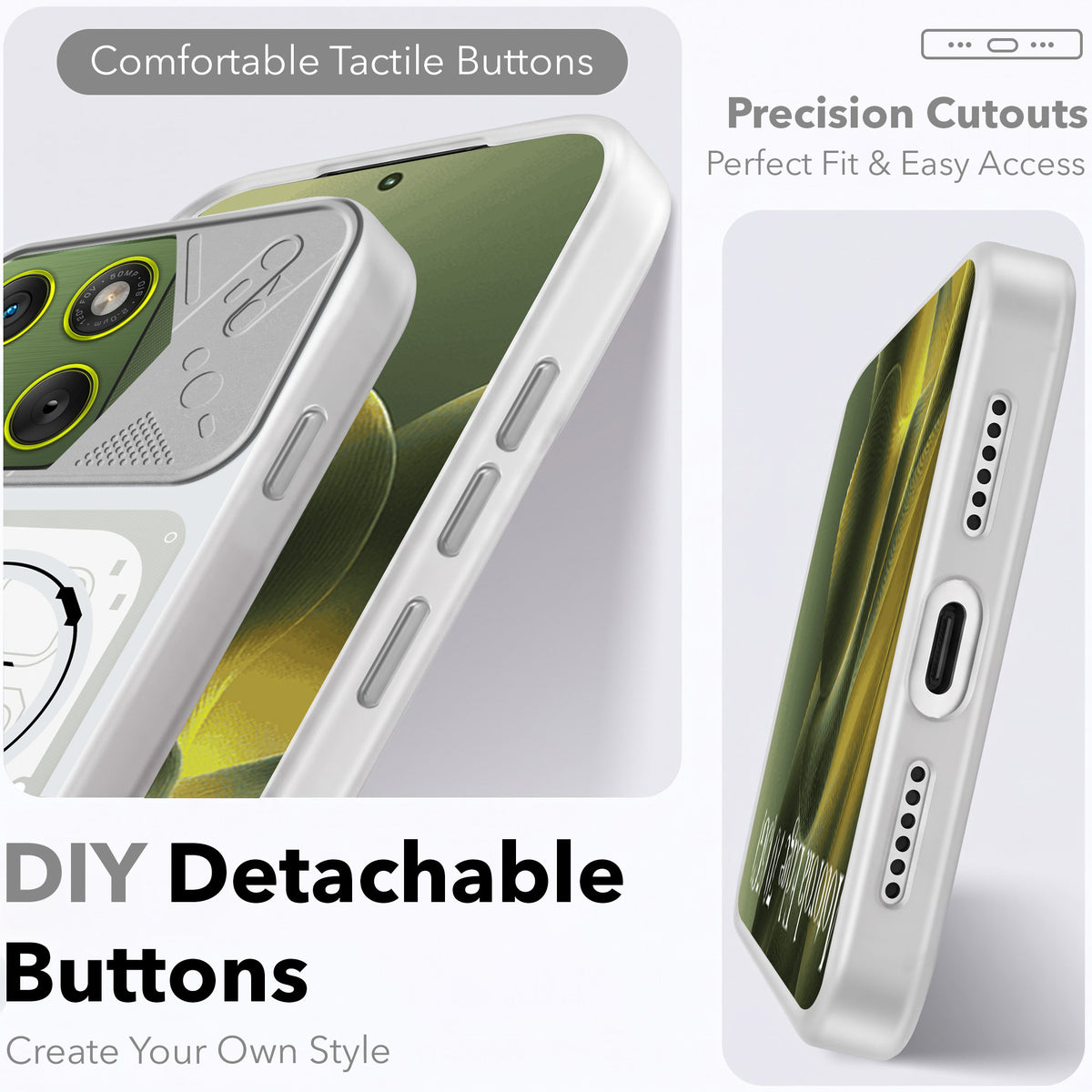For Motorola Moto Edge 70 Metallic Back Cover Case (Metallic Camera Protection & Buttons | Translucent Milky Shade | Hard Polycarbonate)