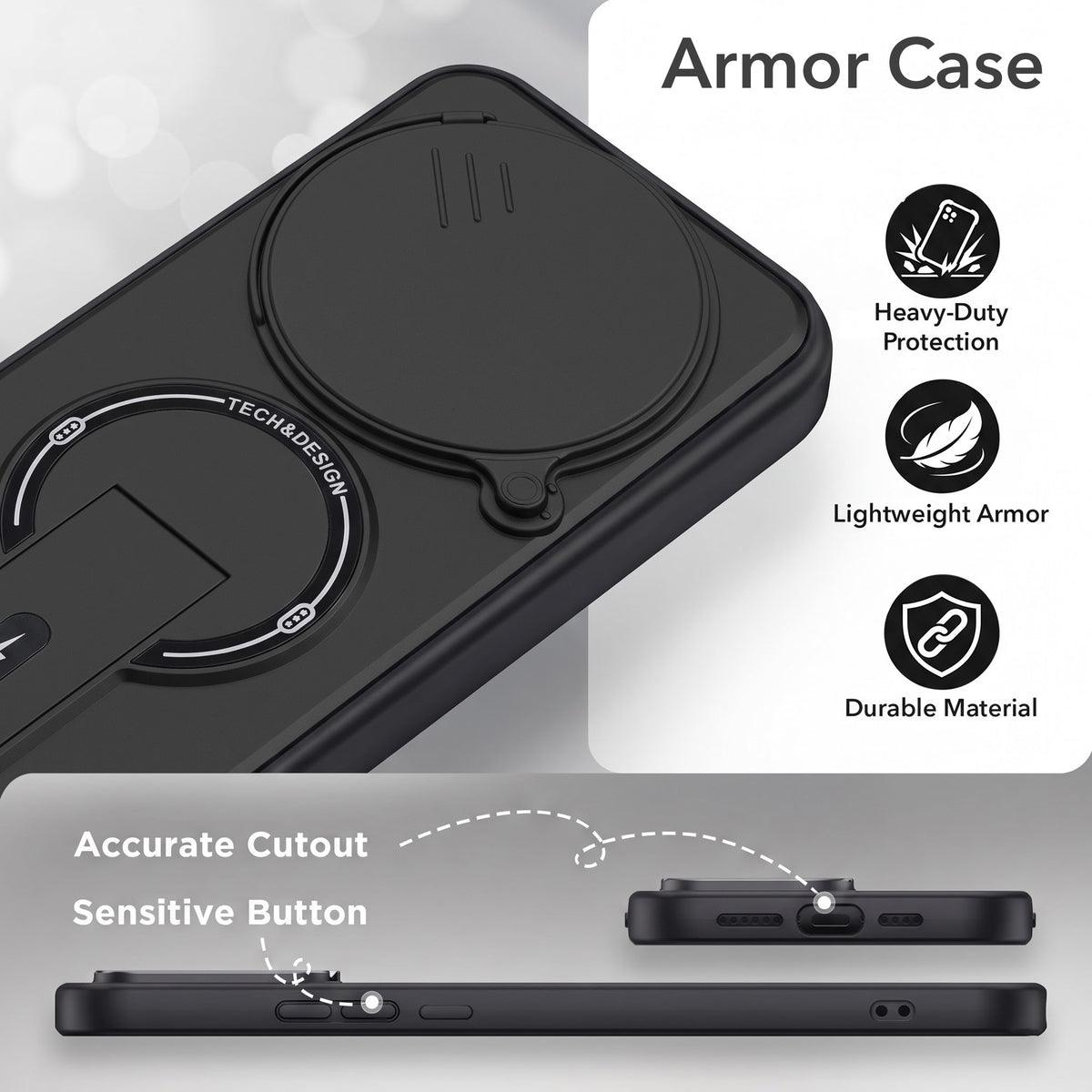 For Oppo F31 Pro Back Case Cover Metallic (Hybrid Armor Kickstand | Sliding Shutter Camera Protection | MagSafe Compatible)