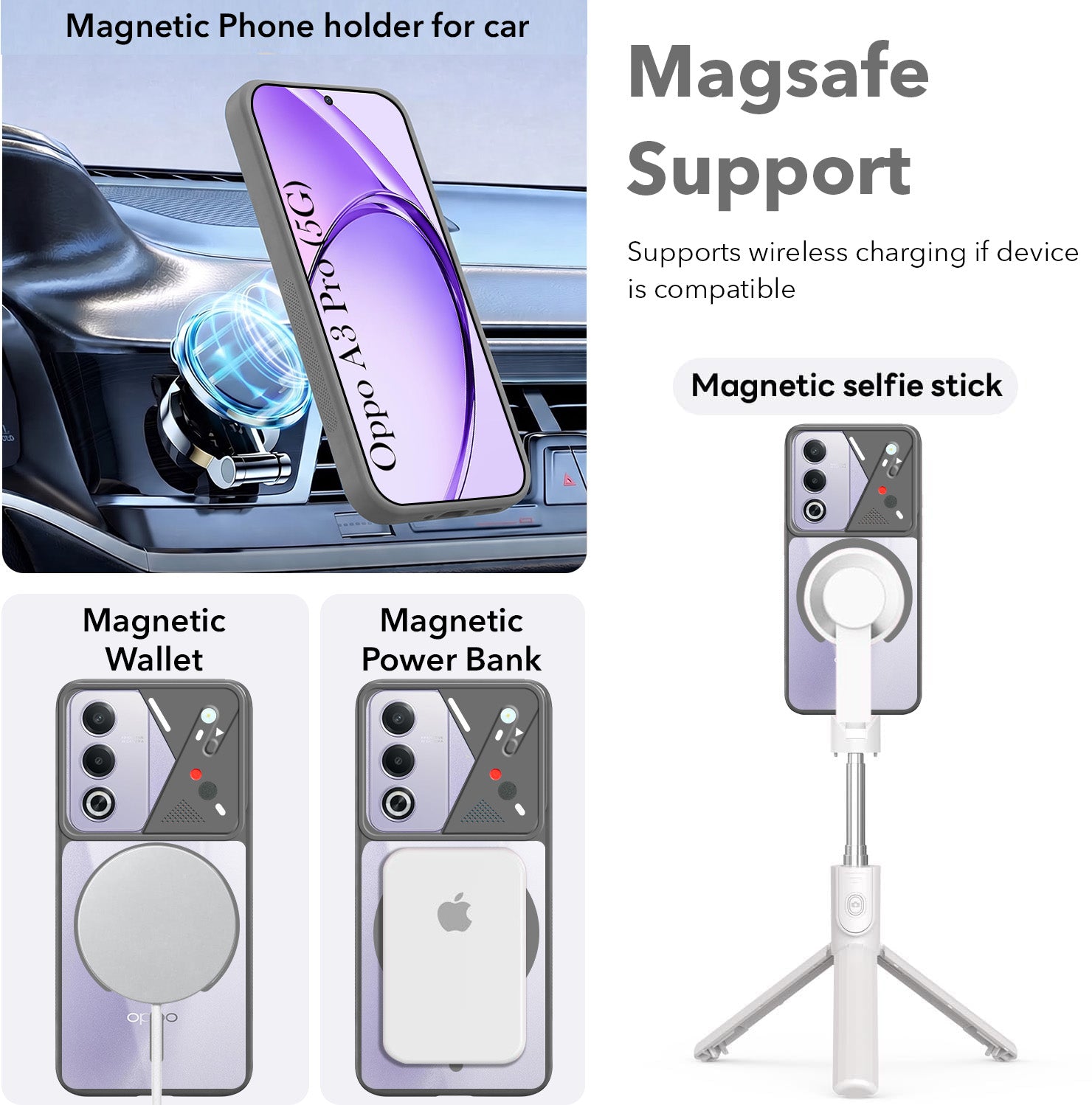 For Oppo A3 Pro 5G Back Cover Case Lifetime Anti-Yellow Clear (Camera Protection | Side Grip | Wireless MagSafe Compatible)
