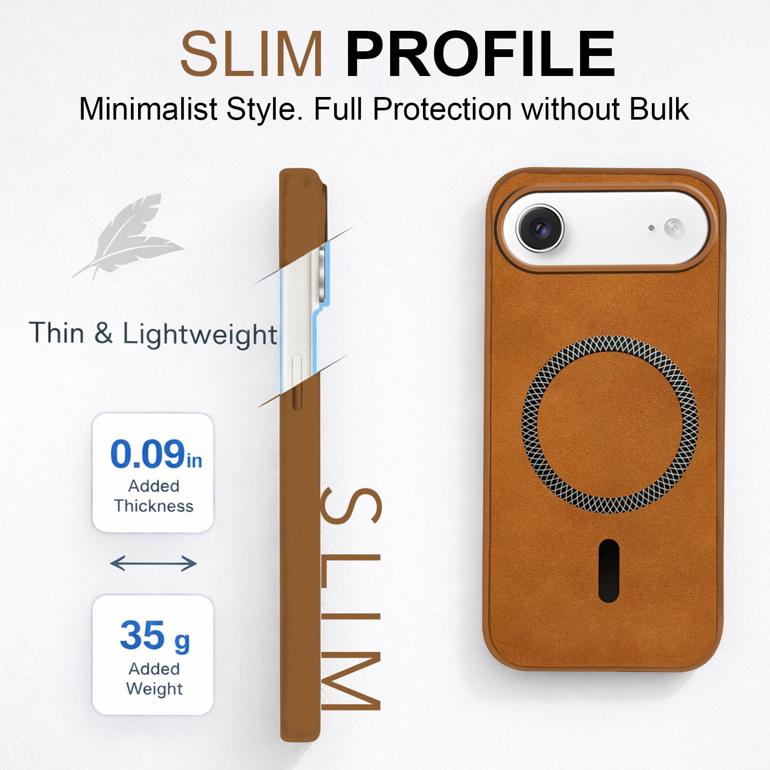 For Apple iPhone 17 Air Back Cover Case Leather Finish (MagSafe Compatible Wireless Charging | Soft Touch | Camera Bump Protection)