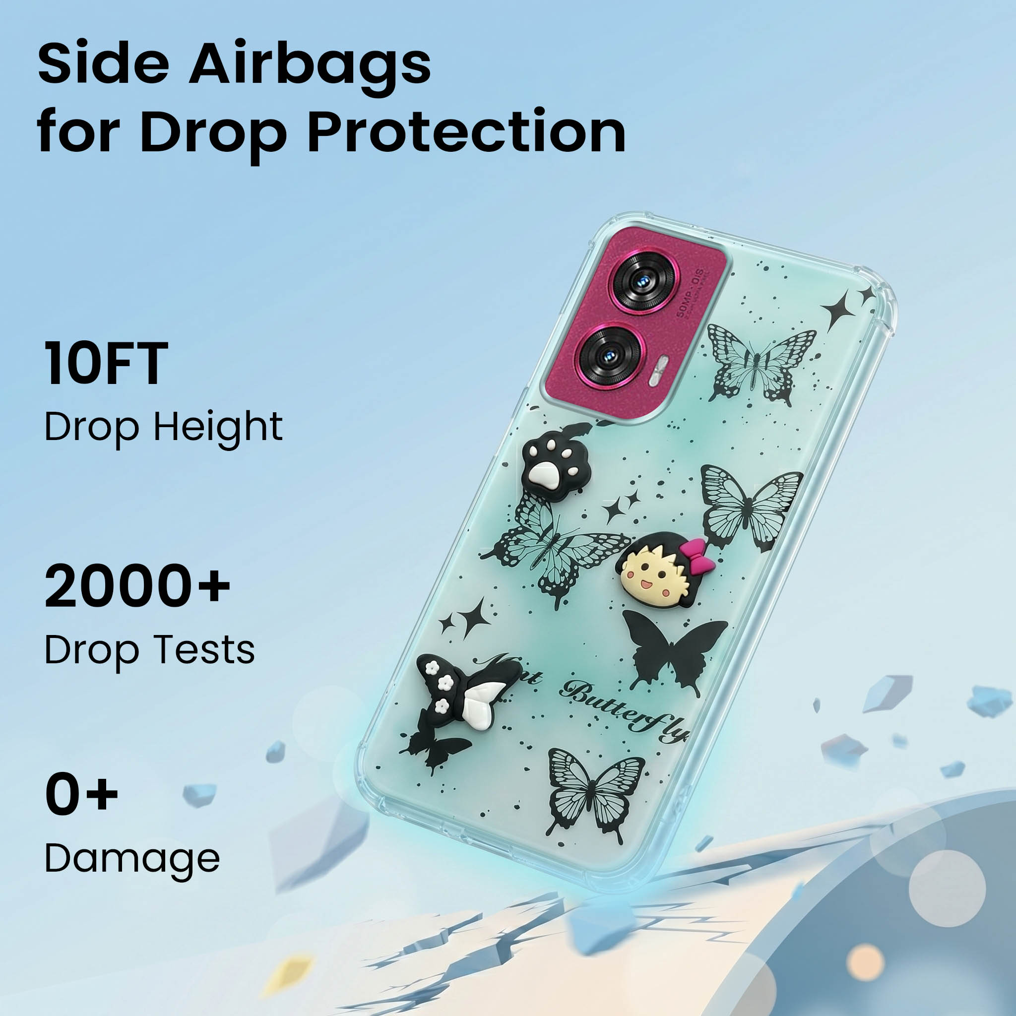For Motorola Moto Edge 50 Fusion Back Cover Case (3D Cute Cartoons | Hard Back Side Soft | Matte Premium Finish | HD Printing)