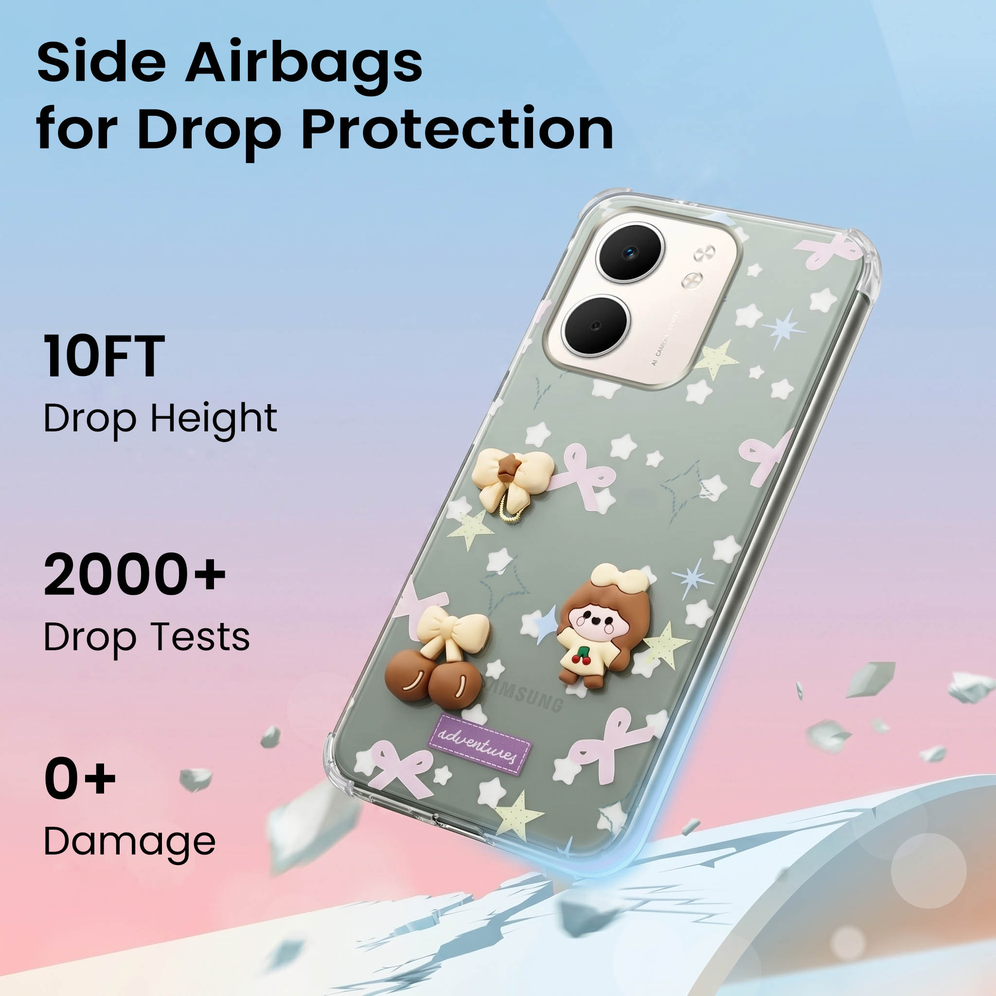 For Oppo A5X Back Cover Case (3D Cute Cartoons | Hard Back Side Soft | Matte Premium Finish | HD Printing)