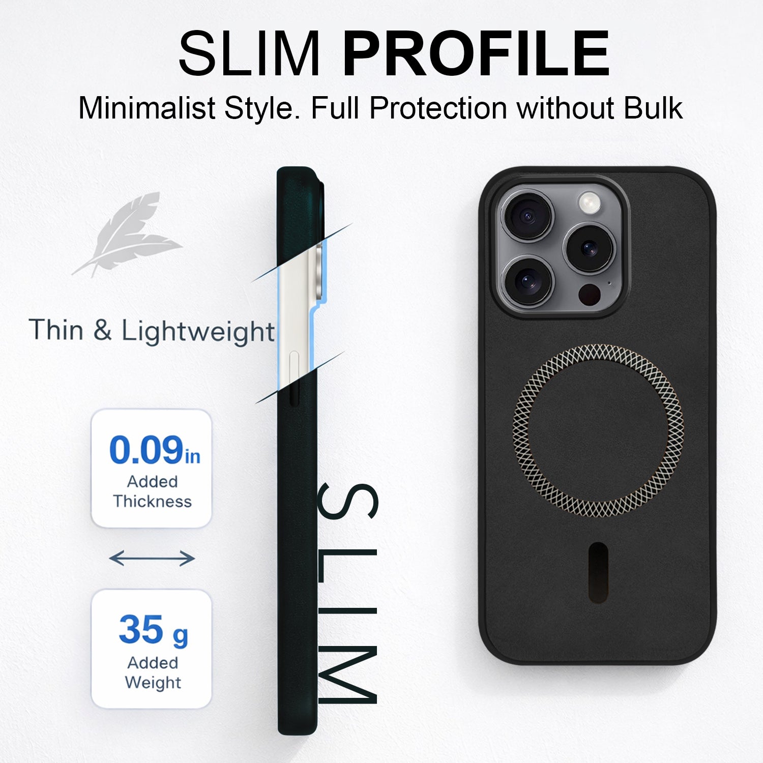 For Apple iPhone 16 Pro Back Cover Case (Sleek Leather Finish | MagSafe Compatible Wireless Charging | Camera Bump Protection)