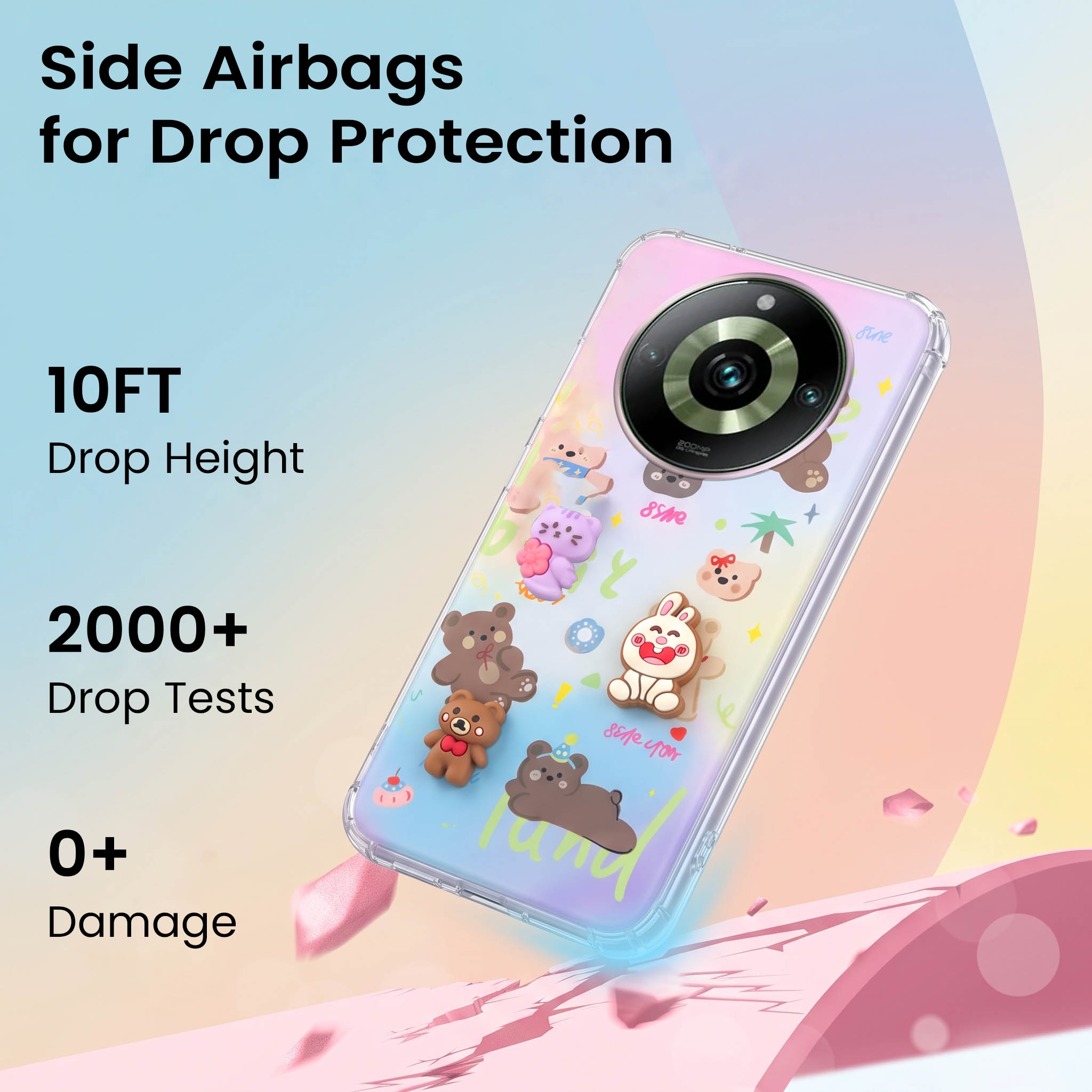 For Realme 11 Pro 5G | Realme 11 Pro Plus 5G Back Cover Case (3D Cute Cartoons | Hard Back Side Soft | Matte Premium Finish | HD Printing)