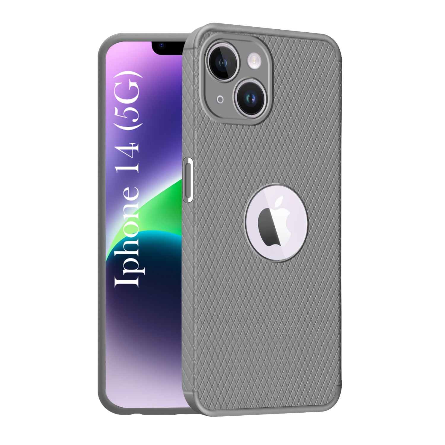 For Apple iPhone 14 Back Cover Case Liquid Silicone (Camera Protection | Side Grip Texture | Soft and Flexible)