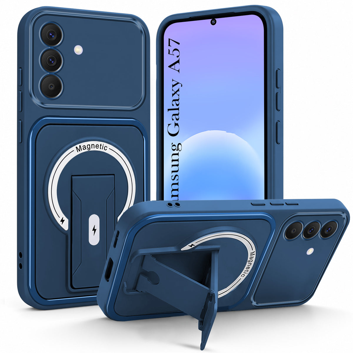 For Samsung Galaxy A57 5G Back Case Cover Metallic (Hybrid Armor Kickstand | MagSafe Compatible | Camera Protection Shockproof)