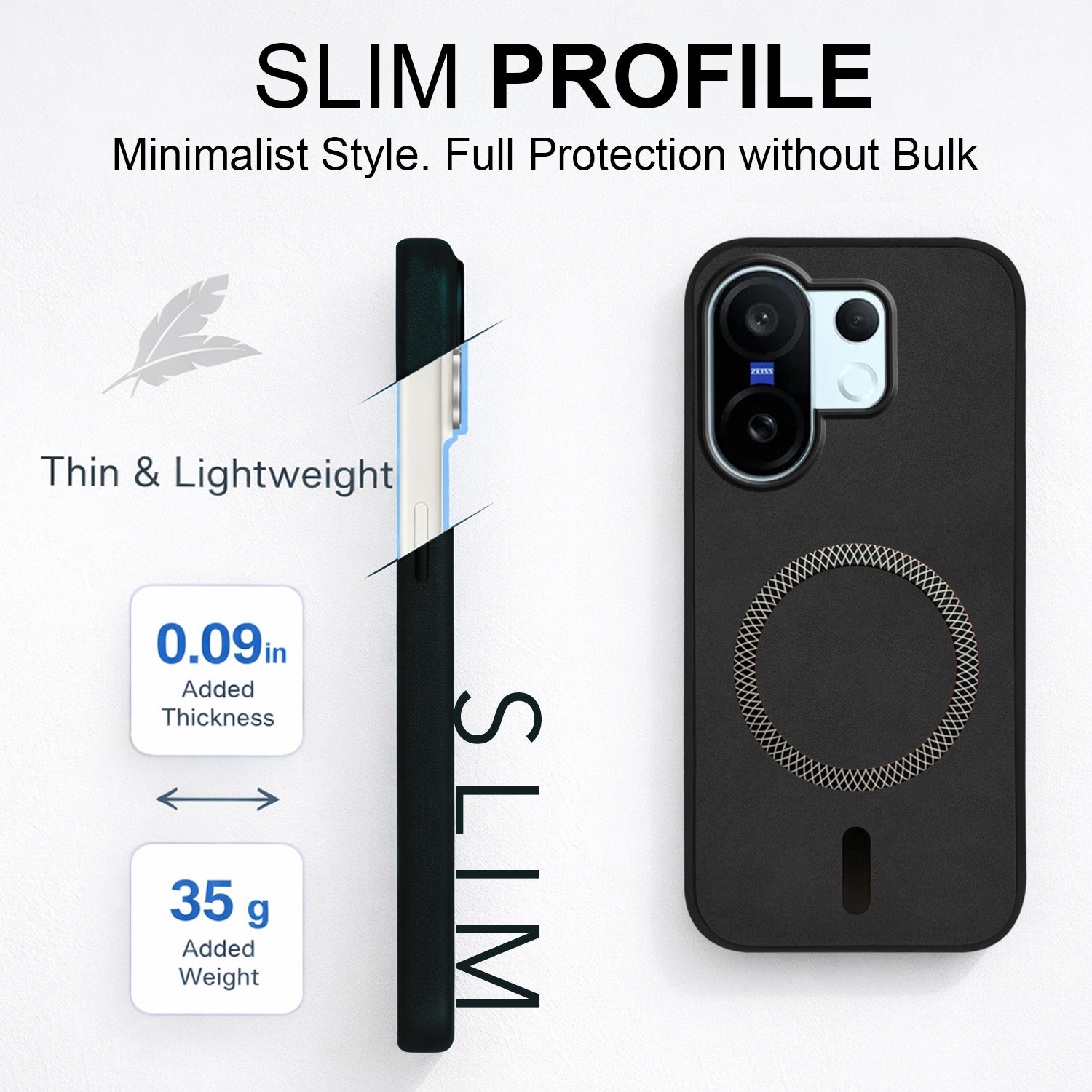 For Vivo X200 FE Back Cover Case Leather Finish (MagSafe Compatible Wireless Charging | Soft Touch | Camera Bump Protection)