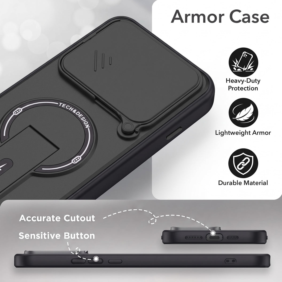 For Nothing Phone 4A Pro 5G Back Case Cover Metallic (Hybrid Armor Kickstand | Sliding Shutter Camera Protection | MagSafe Compatible)