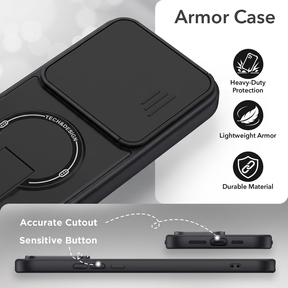 For Vivo V50 | Vivo V50e Back Case Cover Metallic (Hybrid Armor Kickstand | Sliding Shutter Camera Protection | MagSafe Compatible)