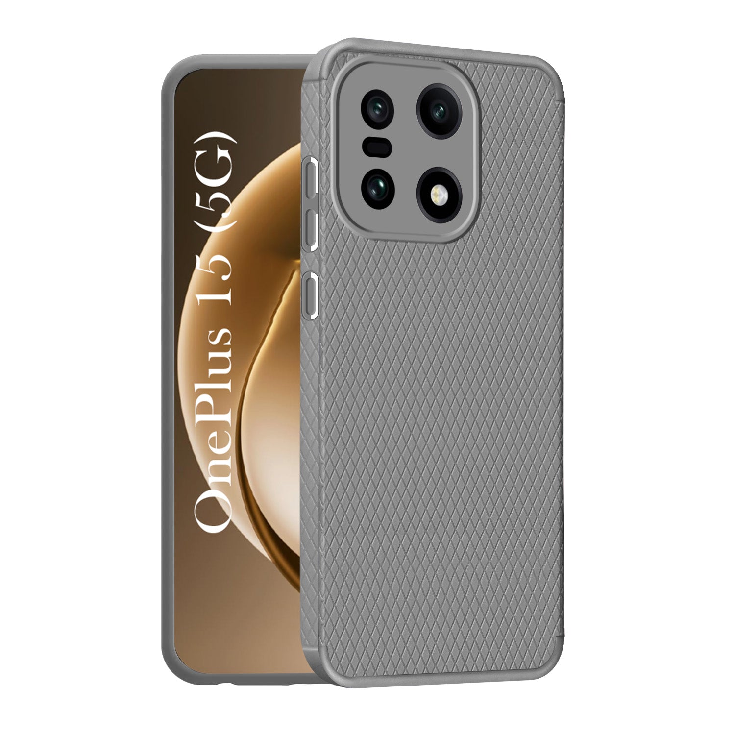 For OnePlus 15 5G Liquid Silicone Back Cover Case (Camera Protection | Side Grip Texture | Soft and Flexible)