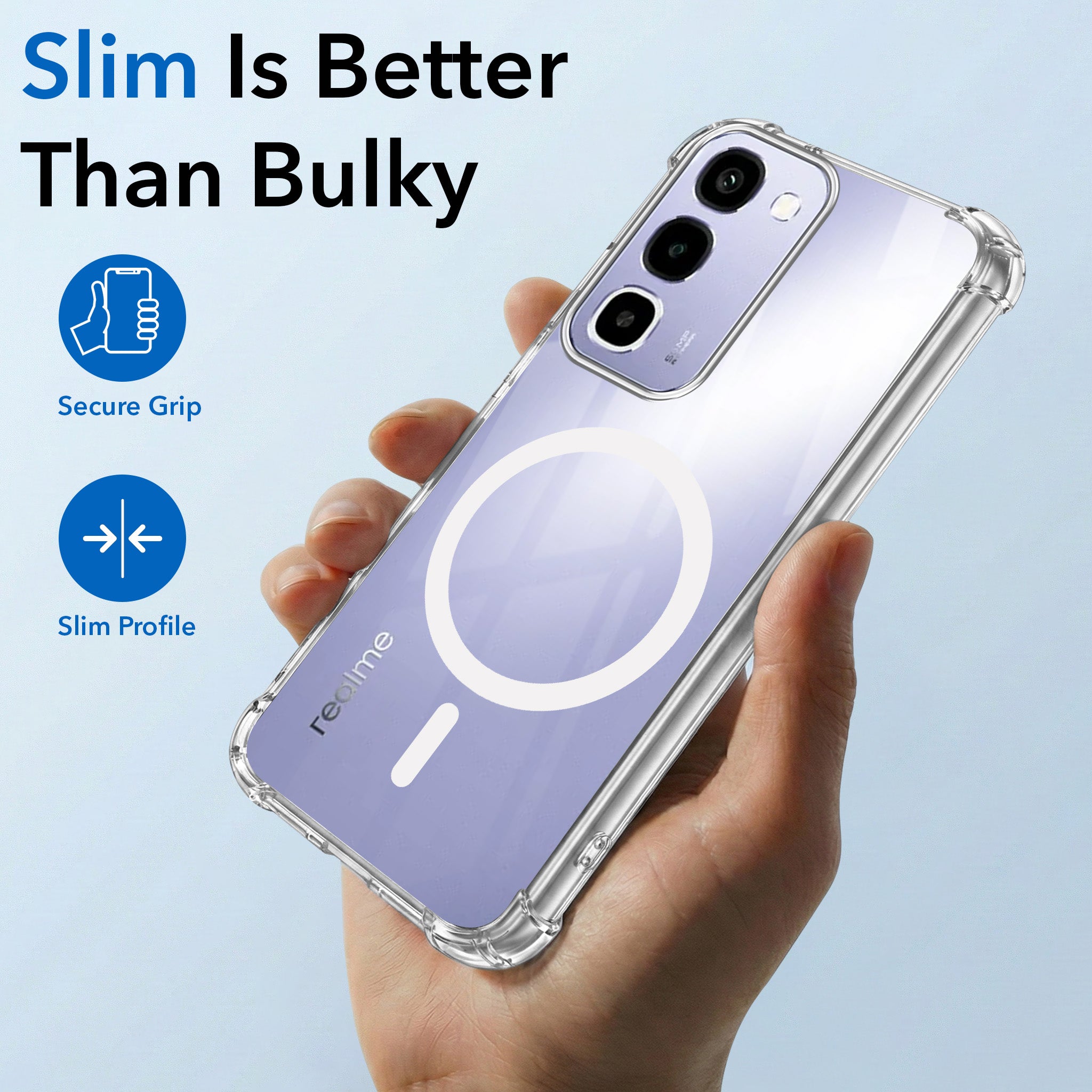 For Realme P4R 5G | Realme Narzo 100X 5G Back Cover Shockproof Crystal-Clear (Magsafe Wireless Support | Drop & Camera Protection | Hard Polycarbonate)