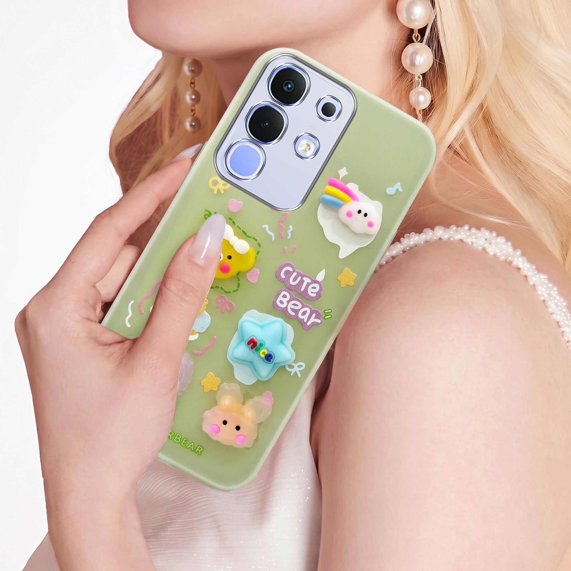 For Vivo iQOO Z10x Back Cover Case (Cute 3D cartoon charms design | Slim Aesthetic Case for Girls | Camera Protection | Hard Unbreakable)