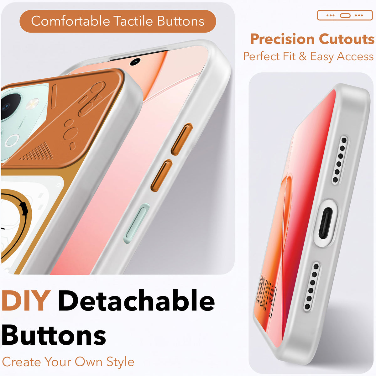 For Vivo Y31T 5G Metallic Back Cover Case (Metallic Camera Protection & Buttons | Translucent Milky Shade | Hard Polycarbonate)