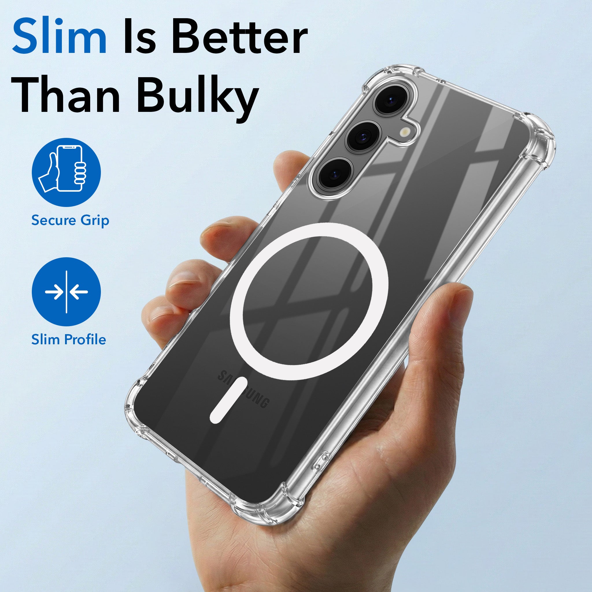 For Samsung Galaxy S24 FE Back Cover Shockproof Crystal-Clear (Magsafe Wireless Support | Drop & Camera Protection | Hard Polycarbonate)