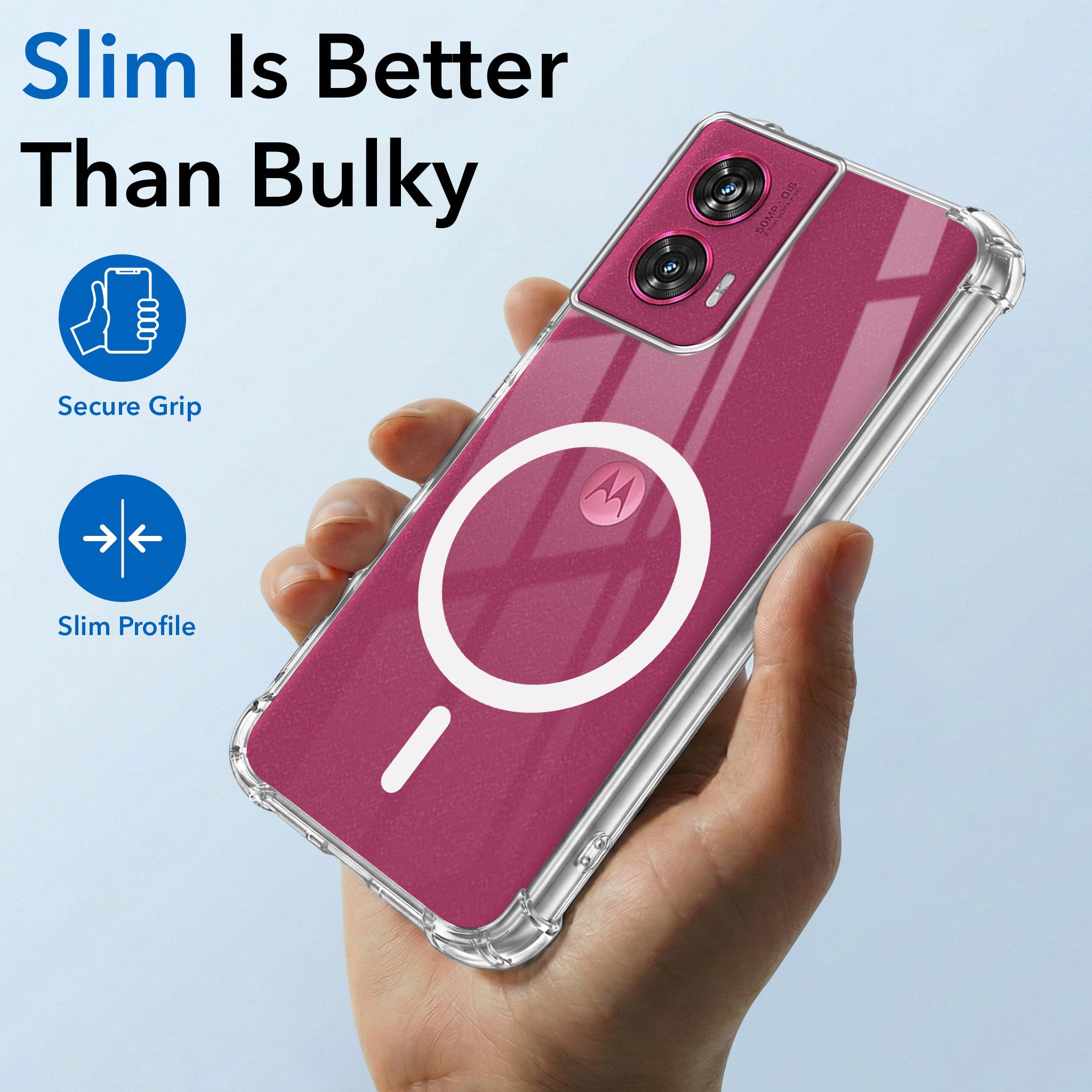 For Motorola Moto Edge 50 Fusion Back Cover Shockproof Crystal-Clear (Magsafe Wireless Support | Drop & Camera Protection | Hard Polycarbonate)