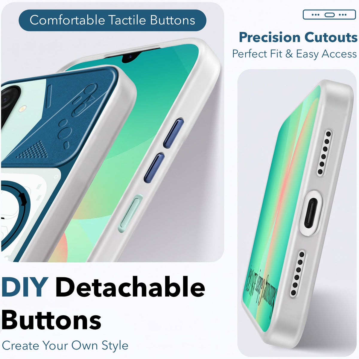 For Samsung Galaxy A27 5G | Galaxy M47 5G Metallic Back Cover Case (Metallic Camera Protection & Buttons | Translucent Milky Shade | Hard Polycarbonate)