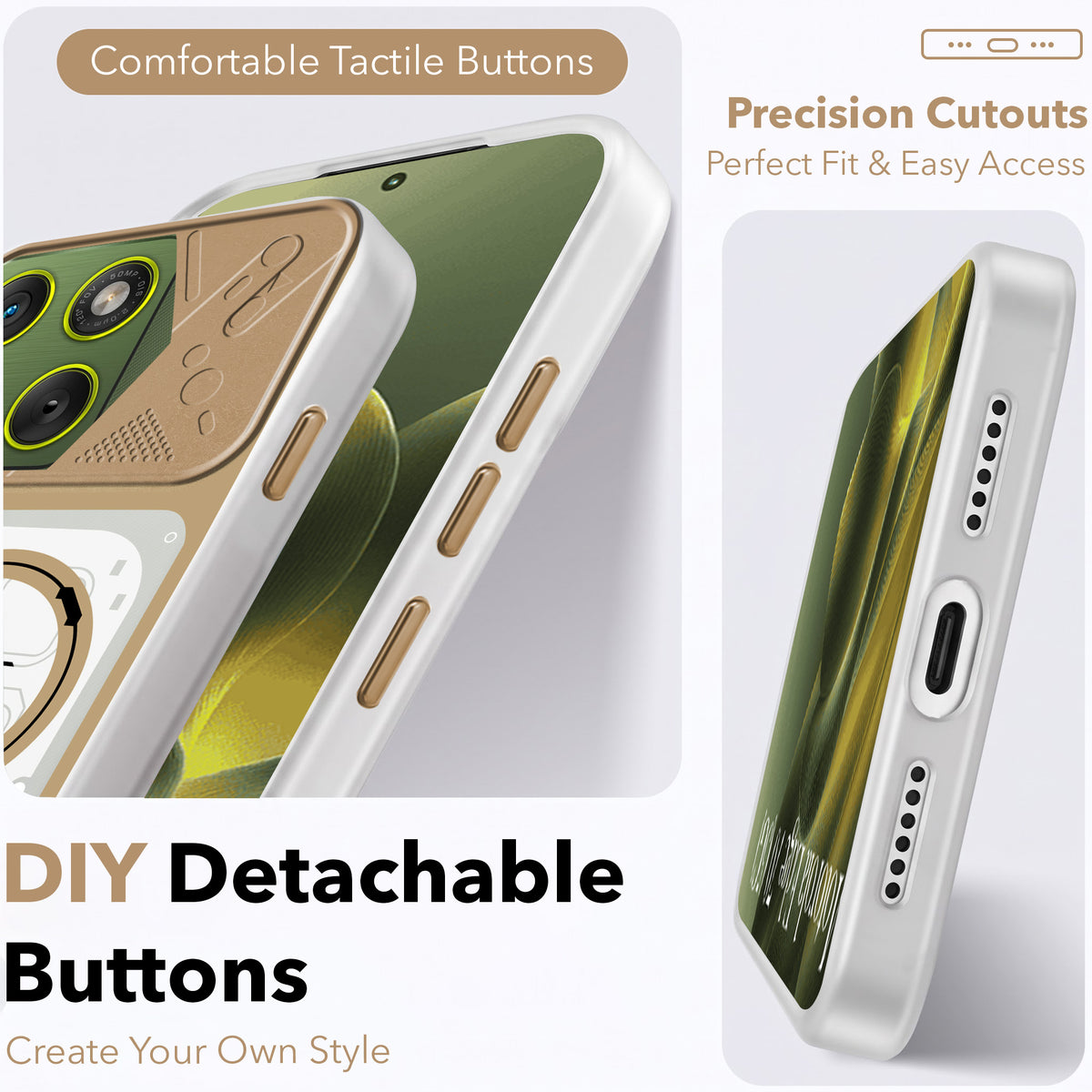 For Motorola Moto Edge 70 Metallic Back Cover Case (Metallic Camera Protection & Buttons | Translucent Milky Shade | Hard Polycarbonate)
