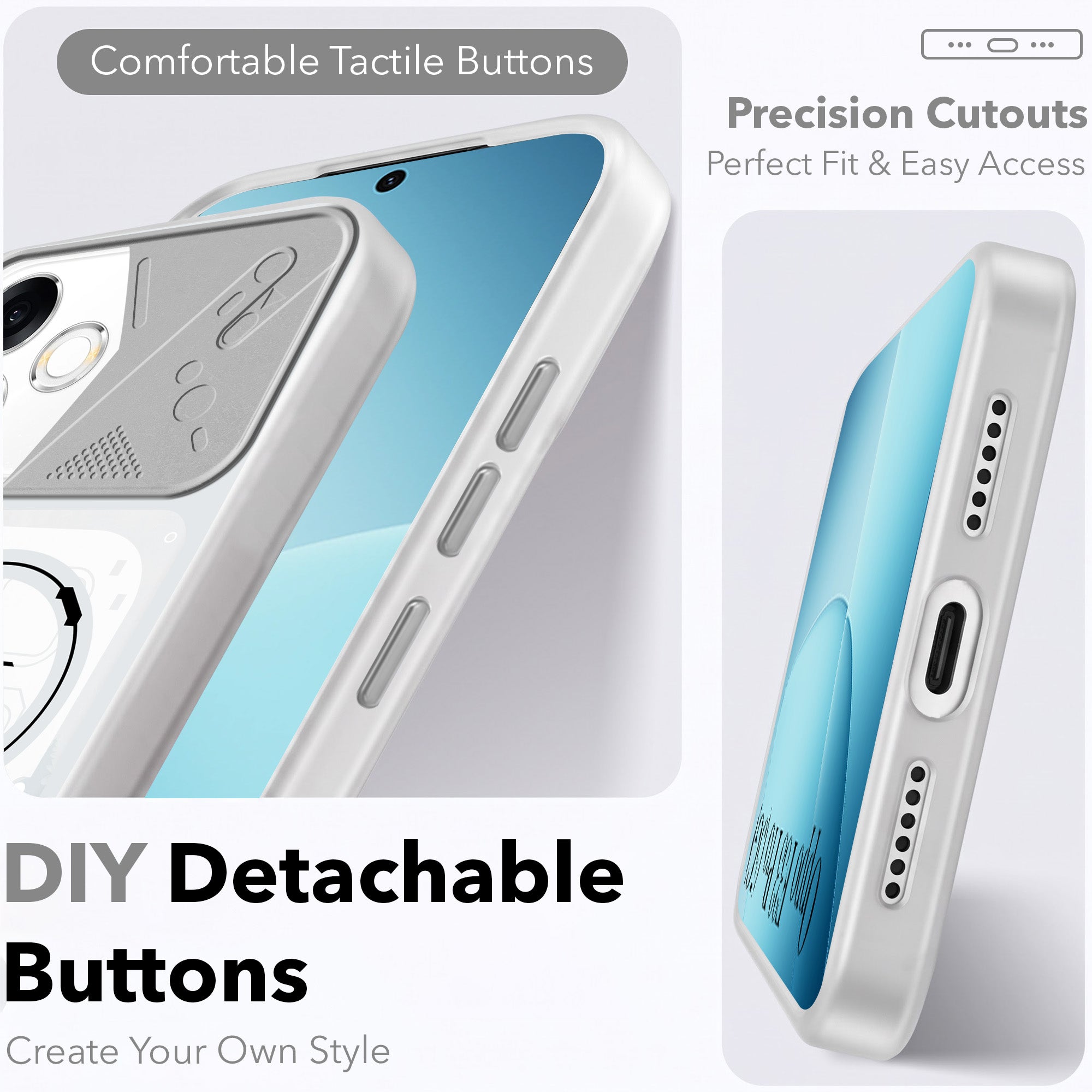 For Oppo F33 Pro 5G Metallic Back Cover Case (Metallic Camera Protection & Buttons | Translucent Milky Shade | Hard Polycarbonate)