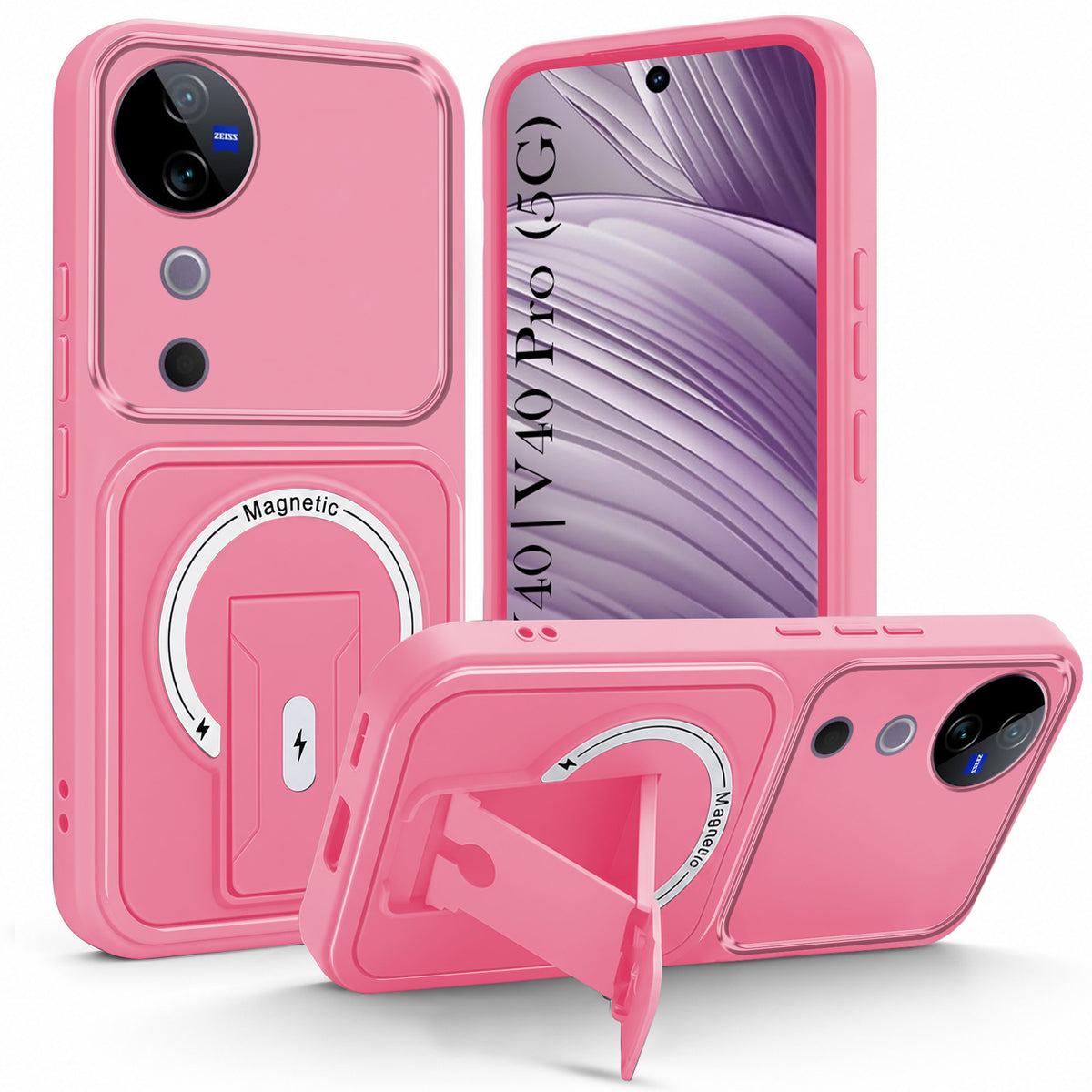 For Vivo V40 | Vivo V40 Pro 5G Back Case Cover Metallic (Hybrid Armor Kickstand | MagSafe Compatible | Camera Protection Shockproof)