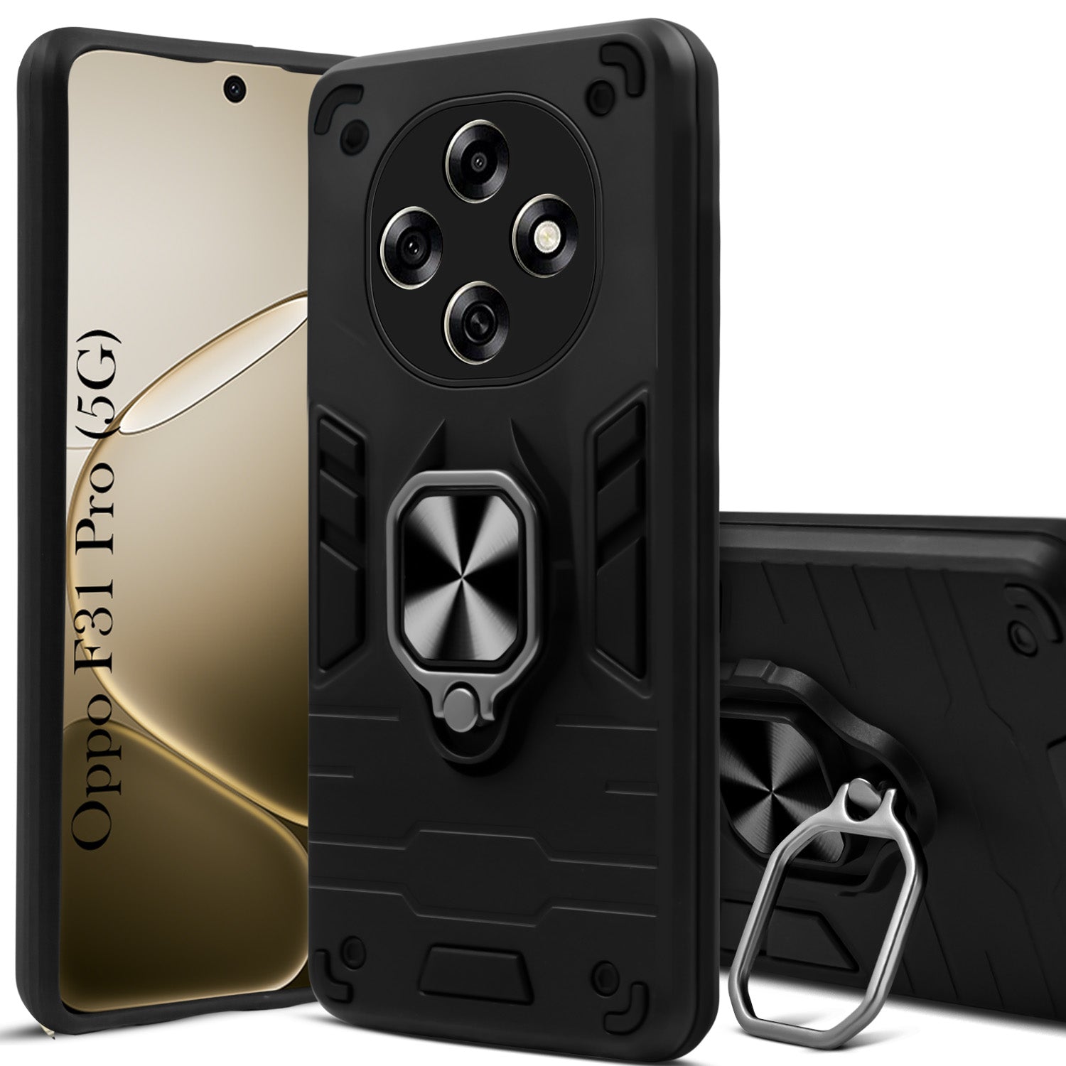 For Oppo F31 Pro Back Cover Case Hybrid Armor (Shockproof Dual Layer Polycarbonate |Ring Holder Kickstand)