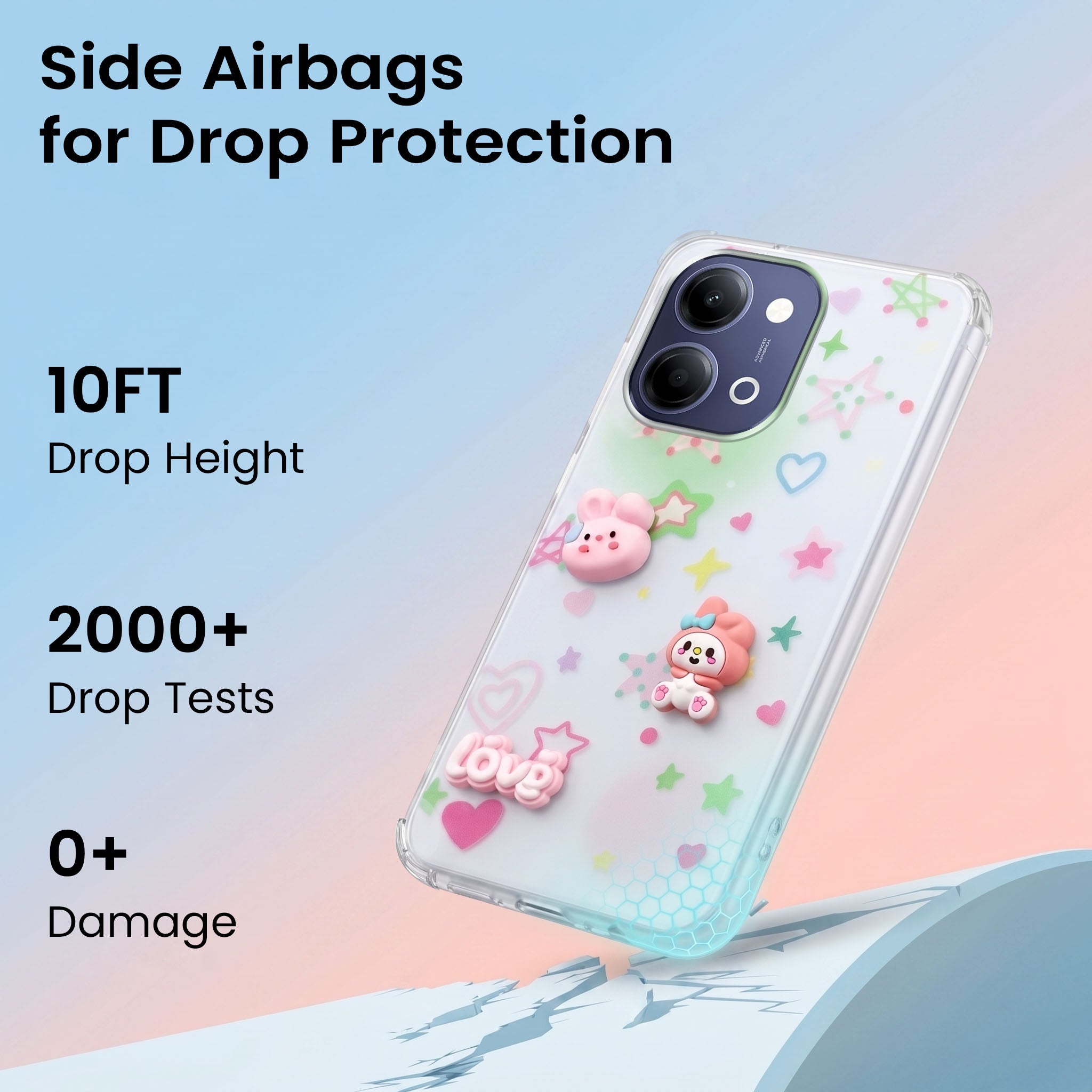 For Vivo Y11 | Vivo Y21 5G Back Cover Case (3D Cute Cartoons | Hard Back Side Soft | Matte Premium Finish | HD Printing)