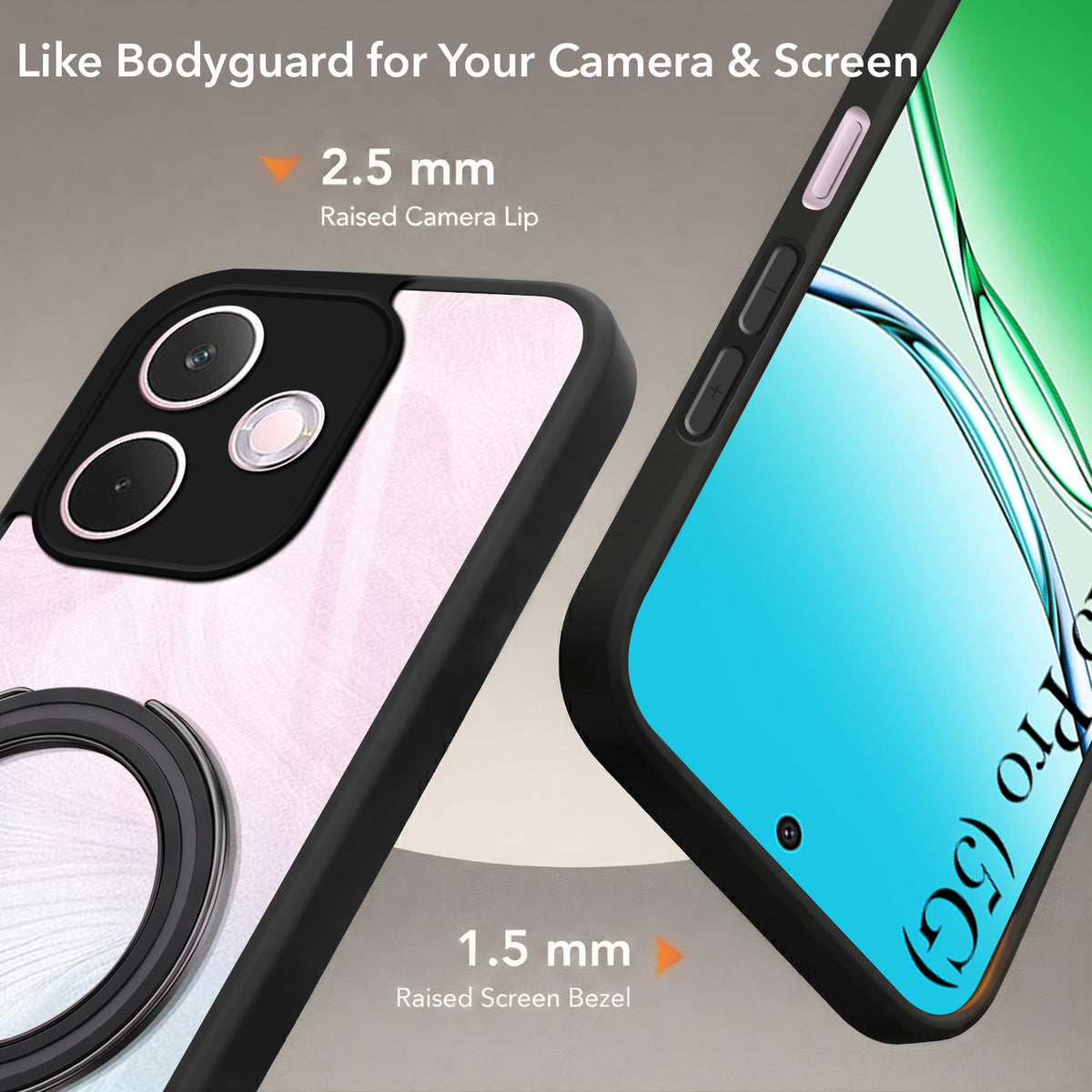 For Oppo A5 Pro Back Cover Case (Kick Stand Ring Holder | Life time Anti Yellow | Camera Protection)