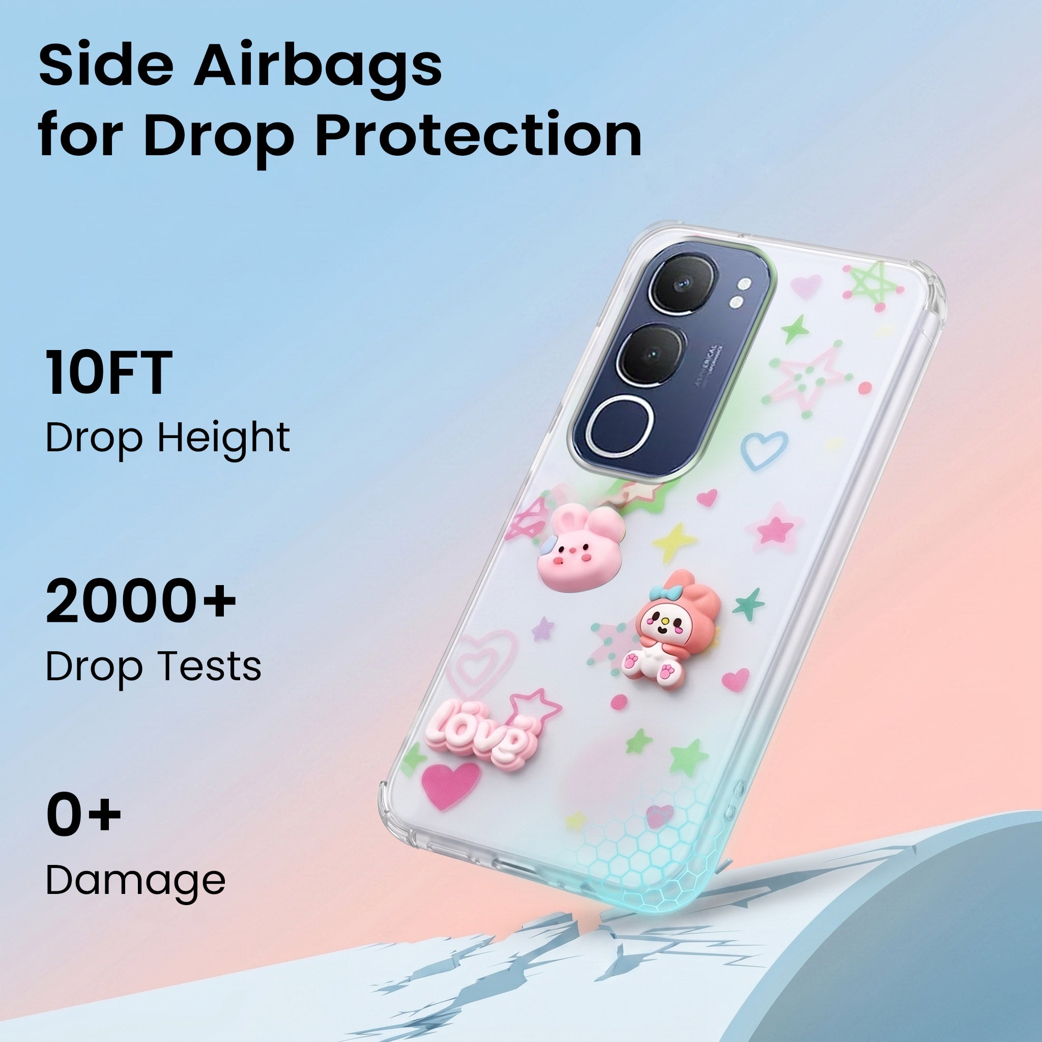For Vivo Y29 Back Cover Case (3D Cute Cartoons | Hard Back Side Soft | Matte Premium Finish | HD Printing)