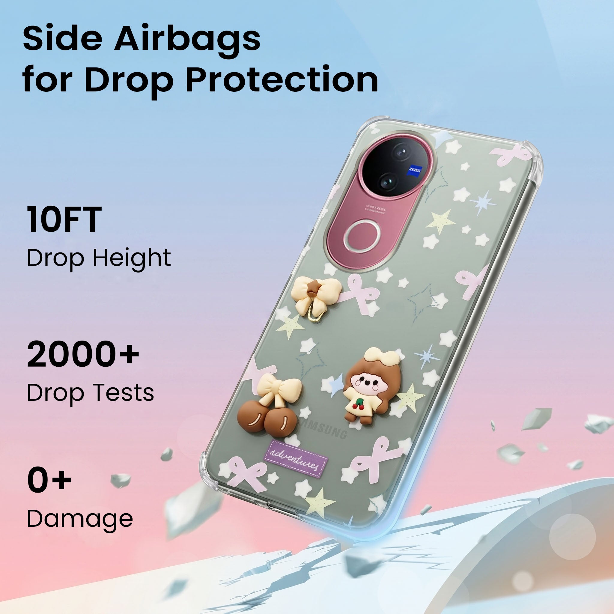 For Vivo V50 | Vivo V50e Back Cover Case (3D Cute Cartoons | Hard Back Side Soft | Matte Premium Finish | HD Printing)