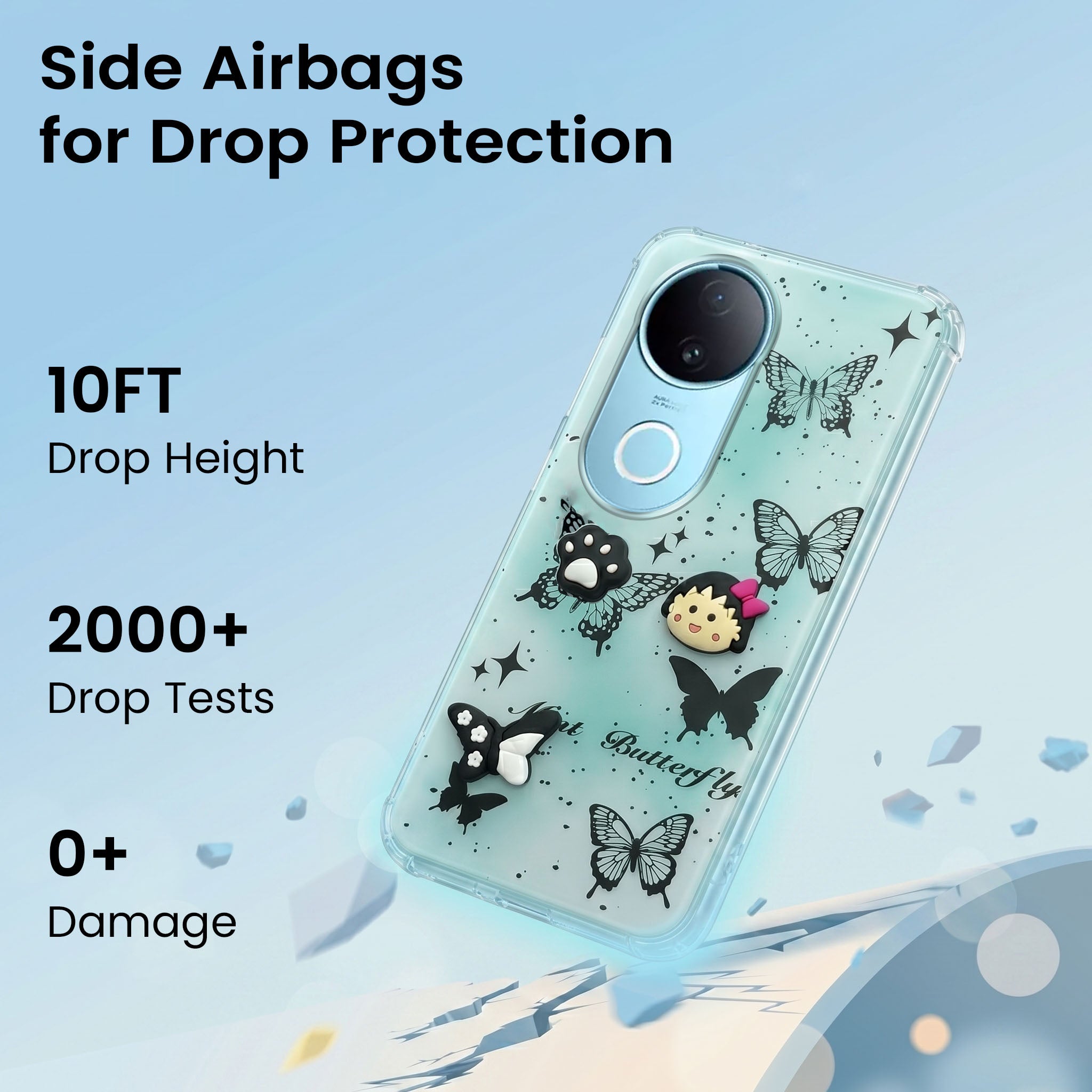 For Vivo iQOO Z10R Back Cover Case (3D Cute Cartoons | Hard Back Side Soft | Matte Premium Finish | HD Printing)