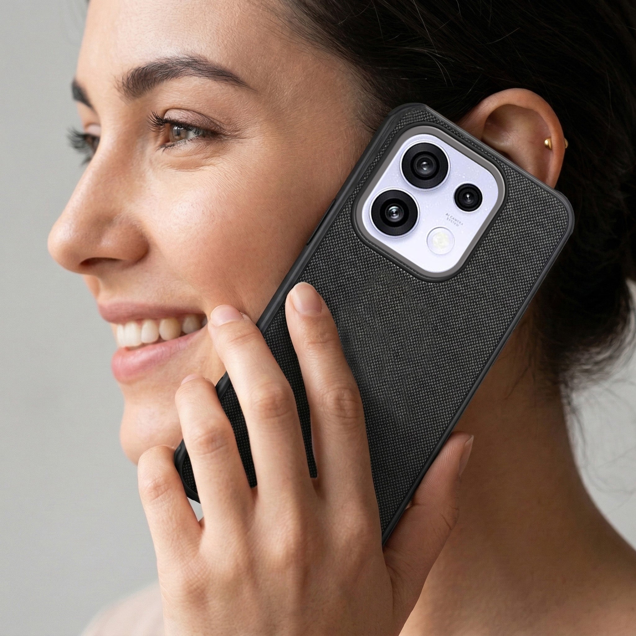 For Oppo Reno 16C 5G Combo with Back Cover and 9H Tempered Glass (Textured Grip Design | Micro-Fiber Cloth Inside | Oleophobic Coating Screen Glass)