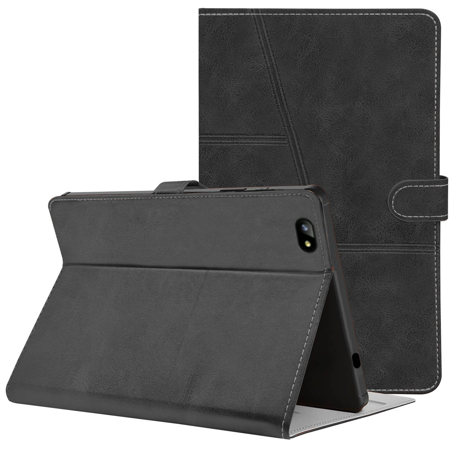 For Flip Cover Folio Case Lava Aura T81N  (UPGOVT) 8 Inch (PU Leather | Multi-Angle Smart Stand | Card Storage Slots | Silicone Back Pouch)