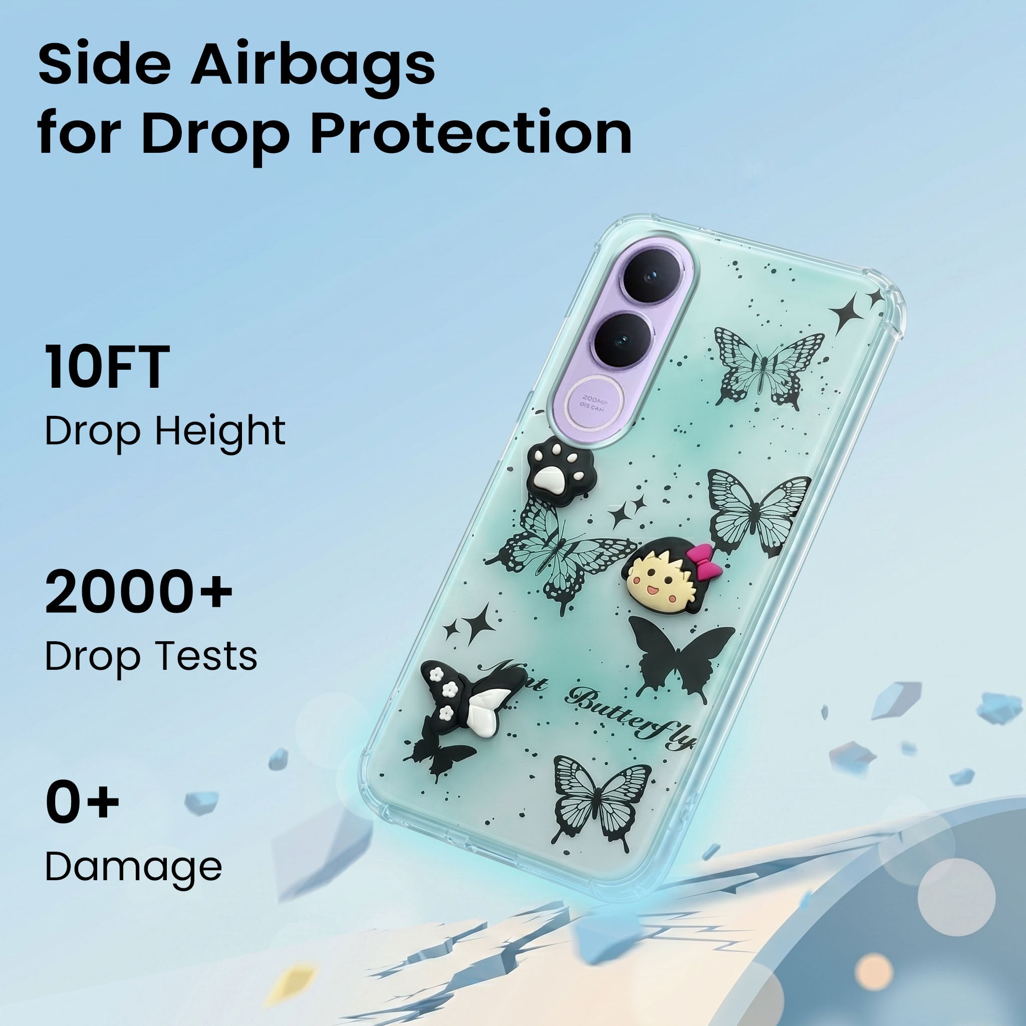 For Vivo V70 FE 5G Back Cover Case (3D Cute Cartoons | Hard Back Side Soft | Matte Premium Finish | HD Printing)