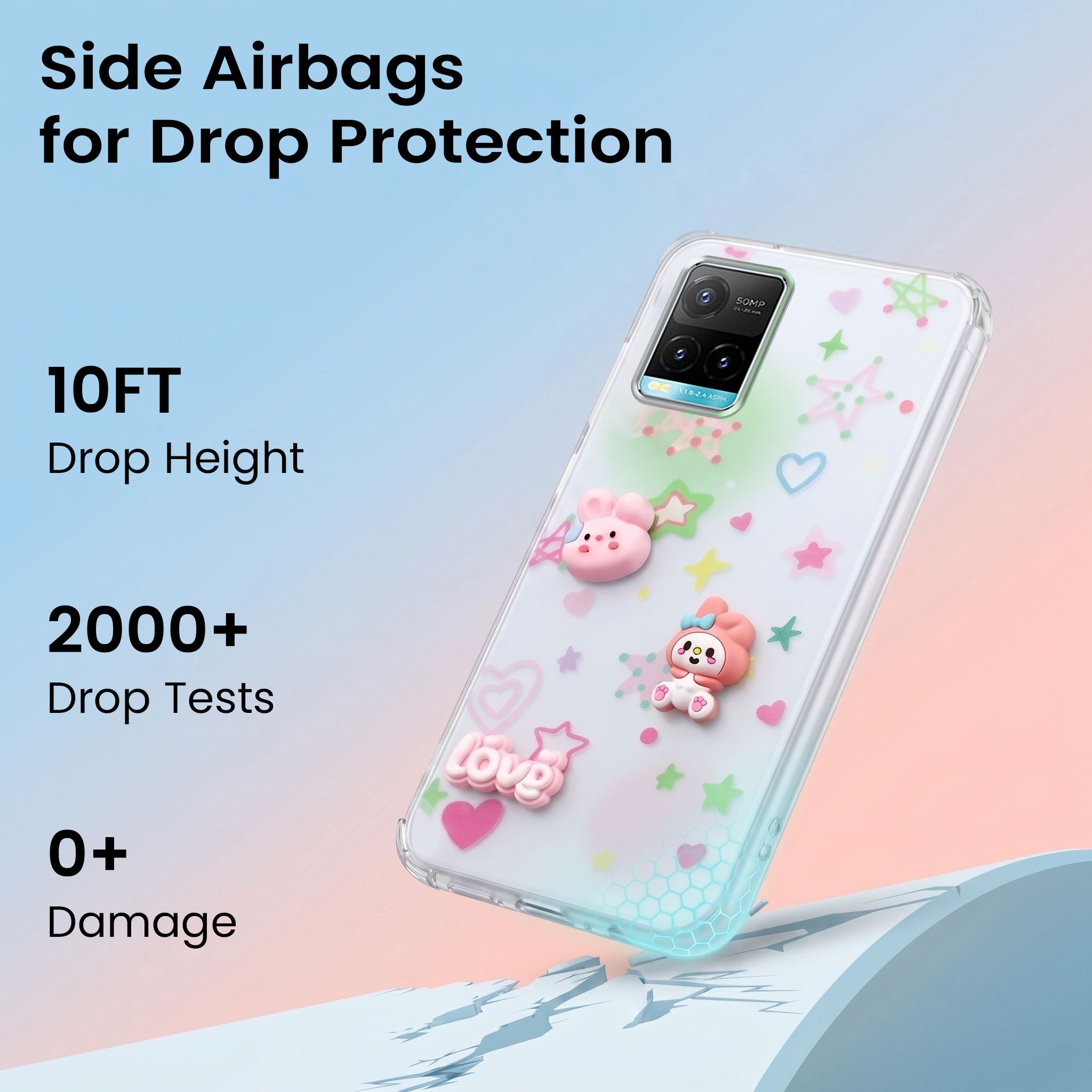 For Vivo Y33T | Vivo Y21T | Vivo Y21s Back Cover Case (3D Cute Cartoons | Hard Back Side Soft | Matte Premium Finish | HD Printing)