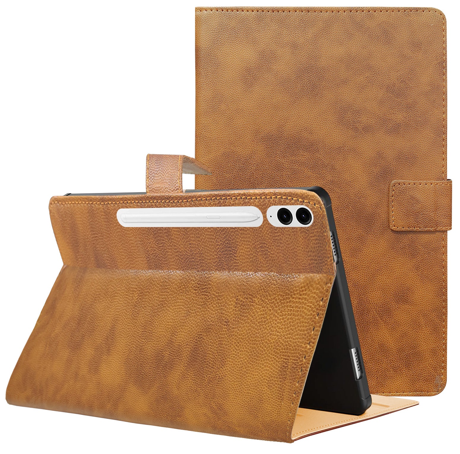 For Samsung Galaxy Tab S9 FE Plus 12.4 Inch SM-X610/X616B Flip Cover Folio Cover (PU Leather | Multi-Angle Smart Stand | Card Storage Slots | Silicone Back Pouch)
