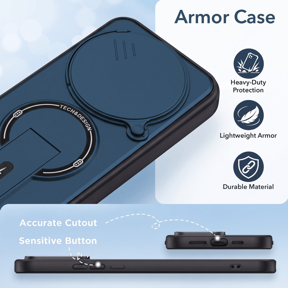 For Vivo T4 Back Case Cover Metallic (Hybrid Armor Kickstand | Sliding Shutter Camera Protection | MagSafe Compatible)