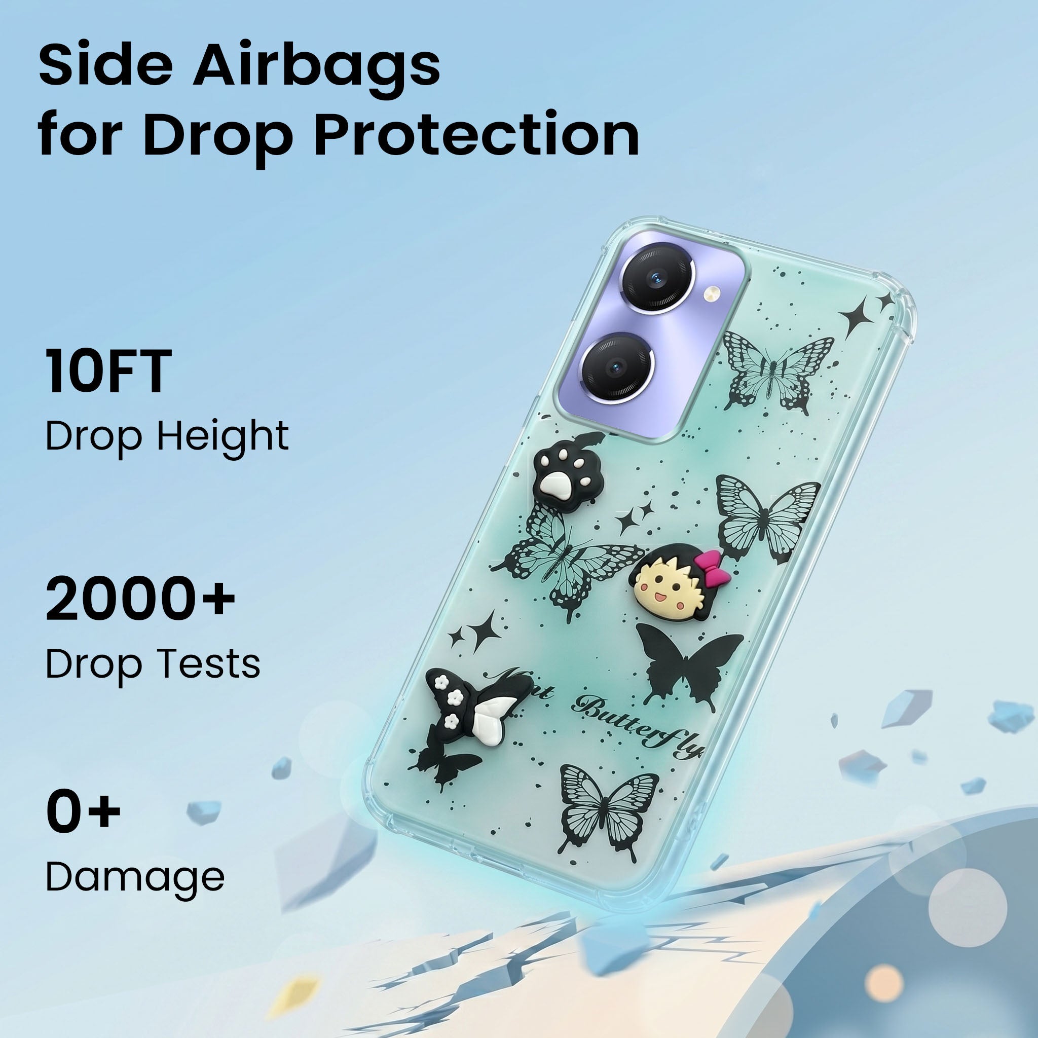 For Vivo Y28s 5G | Vivo T3 Lite 5G Back Cover Case (3D Cute Cartoons | Hard Back Side Soft | Matte Premium Finish | HD Printing)