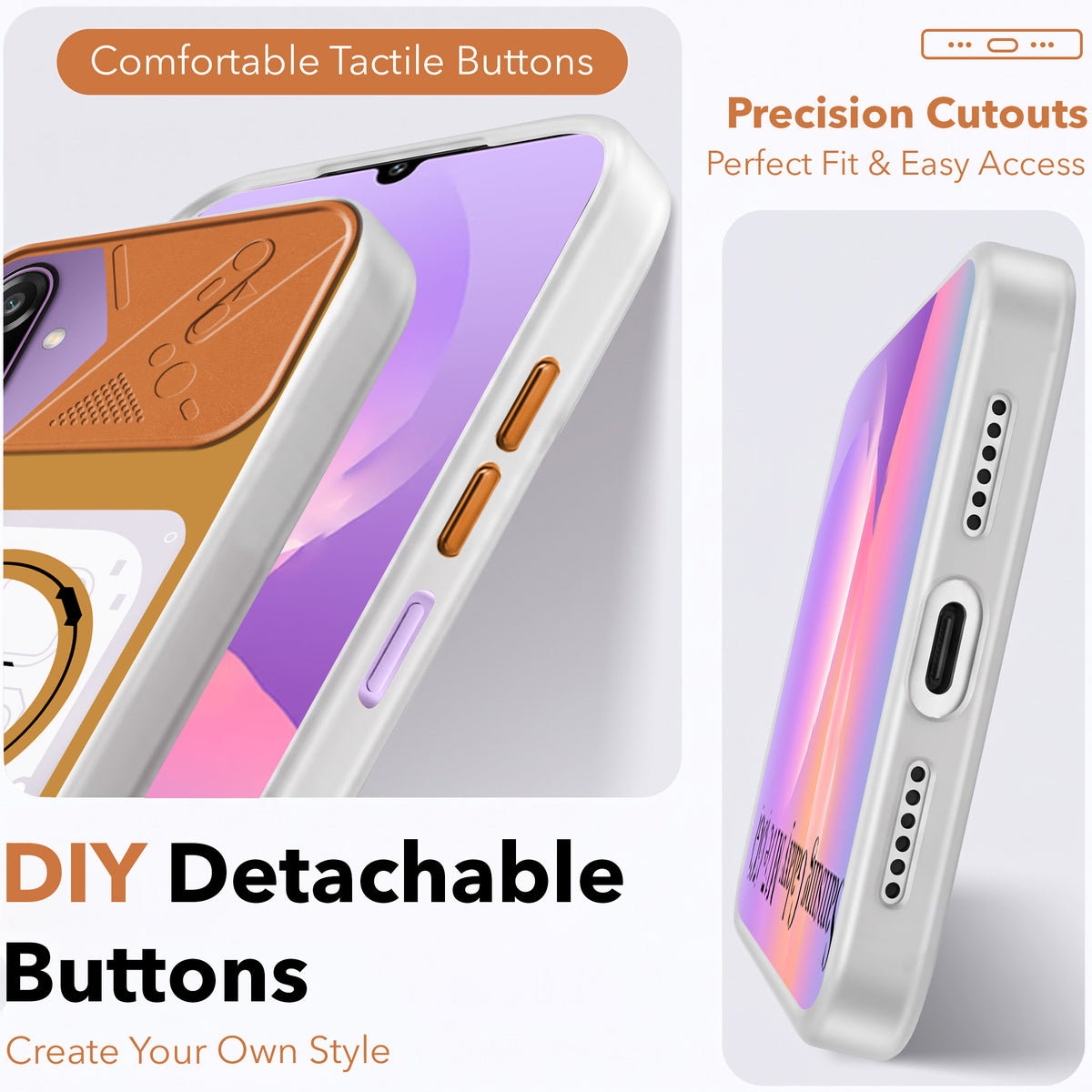 For Samsung Galaxy M17e Metallic Back Cover Case (Metallic Camera Protection & Buttons | Translucent Milky Shade | Hard Polycarbonate)