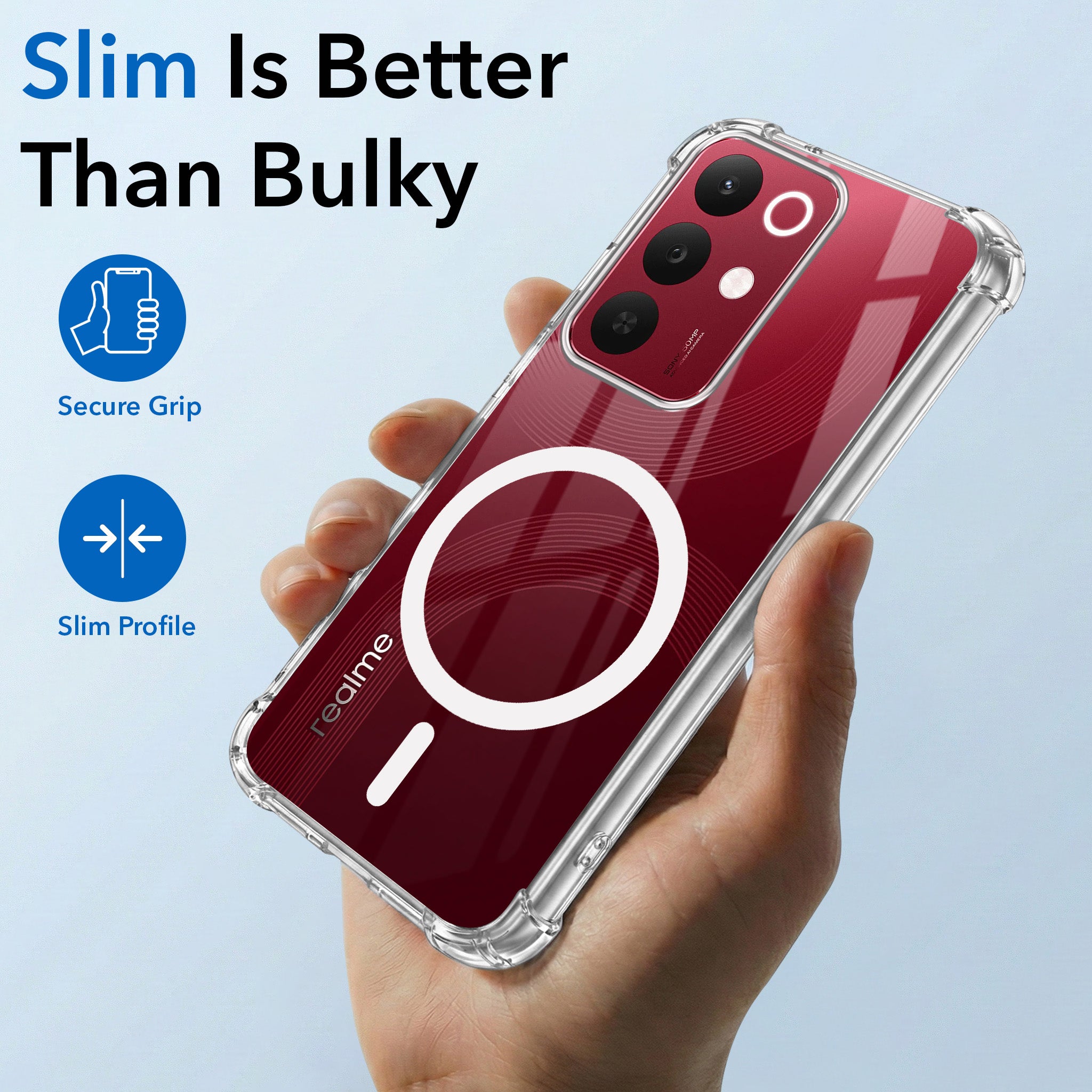 For Realme 15X Back Cover Shockproof Crystal-Clear (Magsafe Wireless Support | Drop & Camera Protection | Hard Polycarbonate)