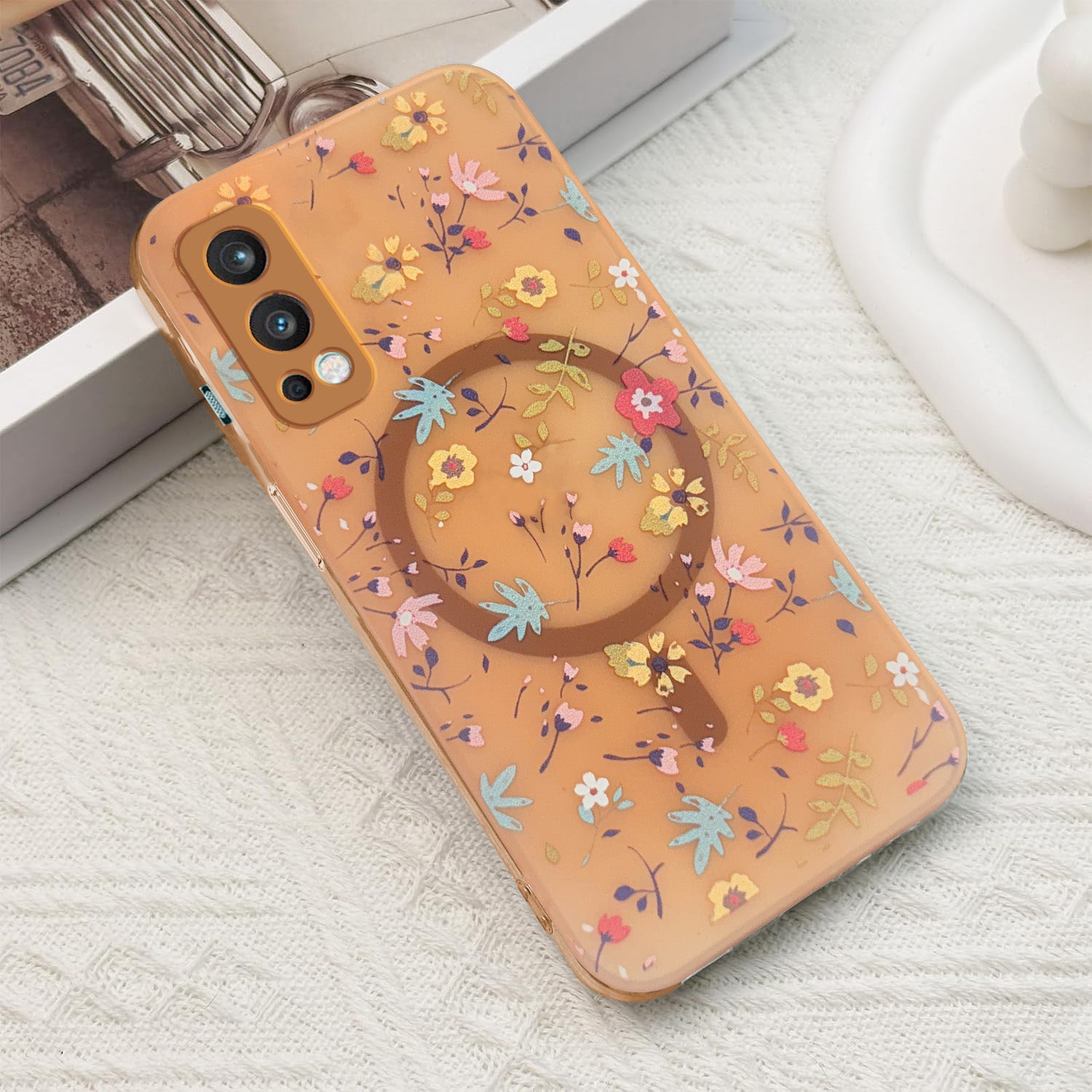 For OnePlus Nord 2 Back Cover Case (Cute Floral Design | Flower Print for Girls | MagSafe Compatible Wireless Charging)