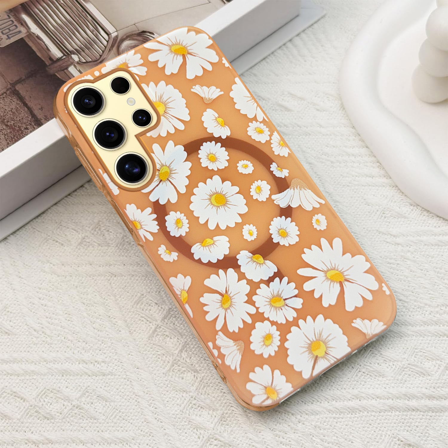 For Samsung Galaxy S24 Ultra Back Cover Case (Cute Floral Design | Flower Print for Girls | MagSafe Compatible Wireless Charging)