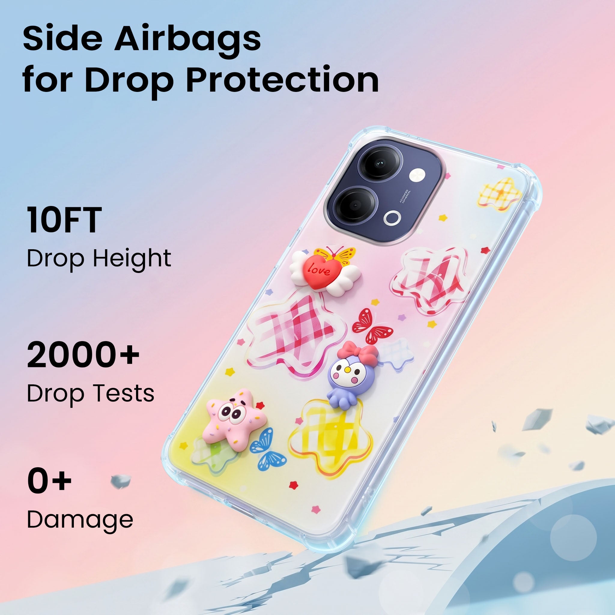 For Vivo Y11 | Vivo Y21 5G Back Cover Case (3D Cute Cartoons | Hard Back Side Soft | Matte Premium Finish | HD Printing)