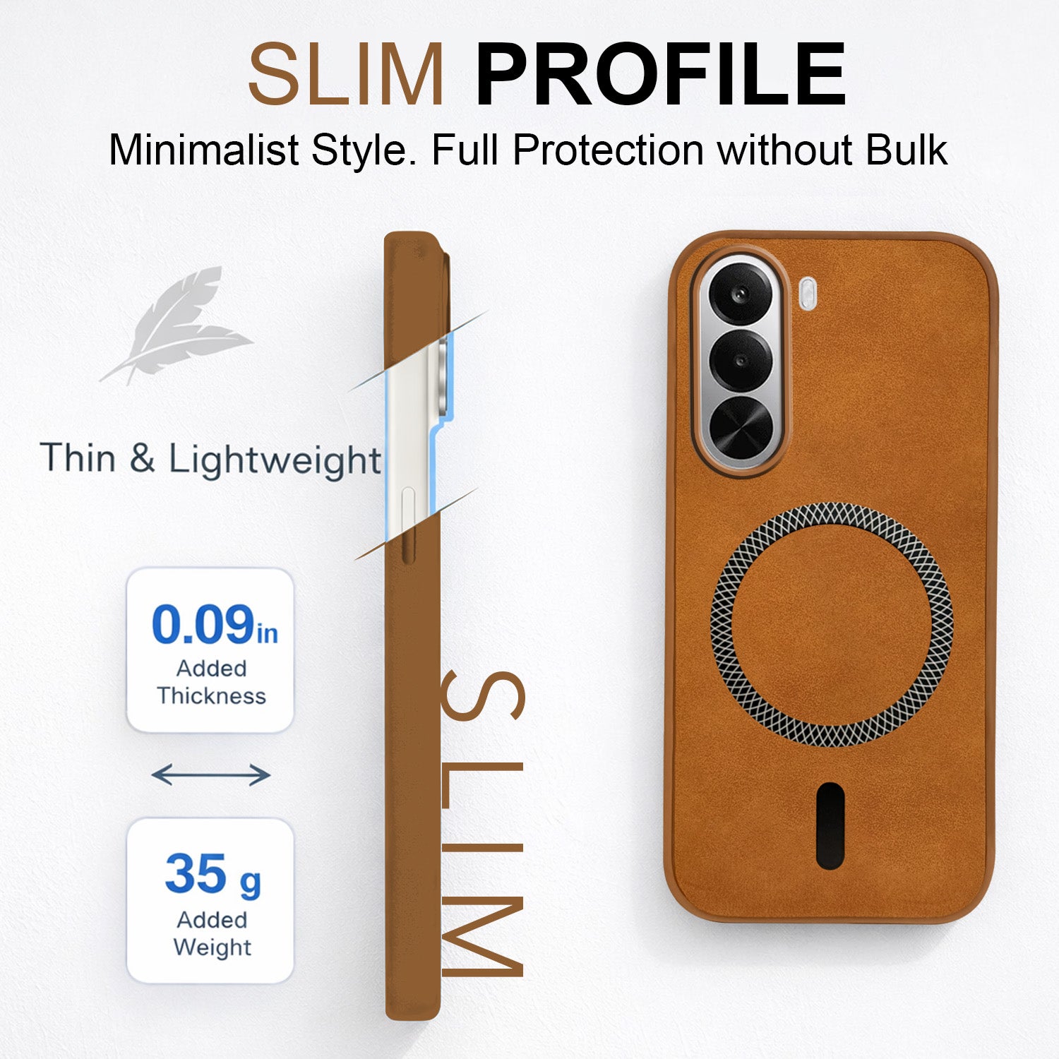 For Realme P4x Back Cover Case Leather Finish (MagSafe Compatible Wireless Charging | Soft Touch | Camera Bump Protection)